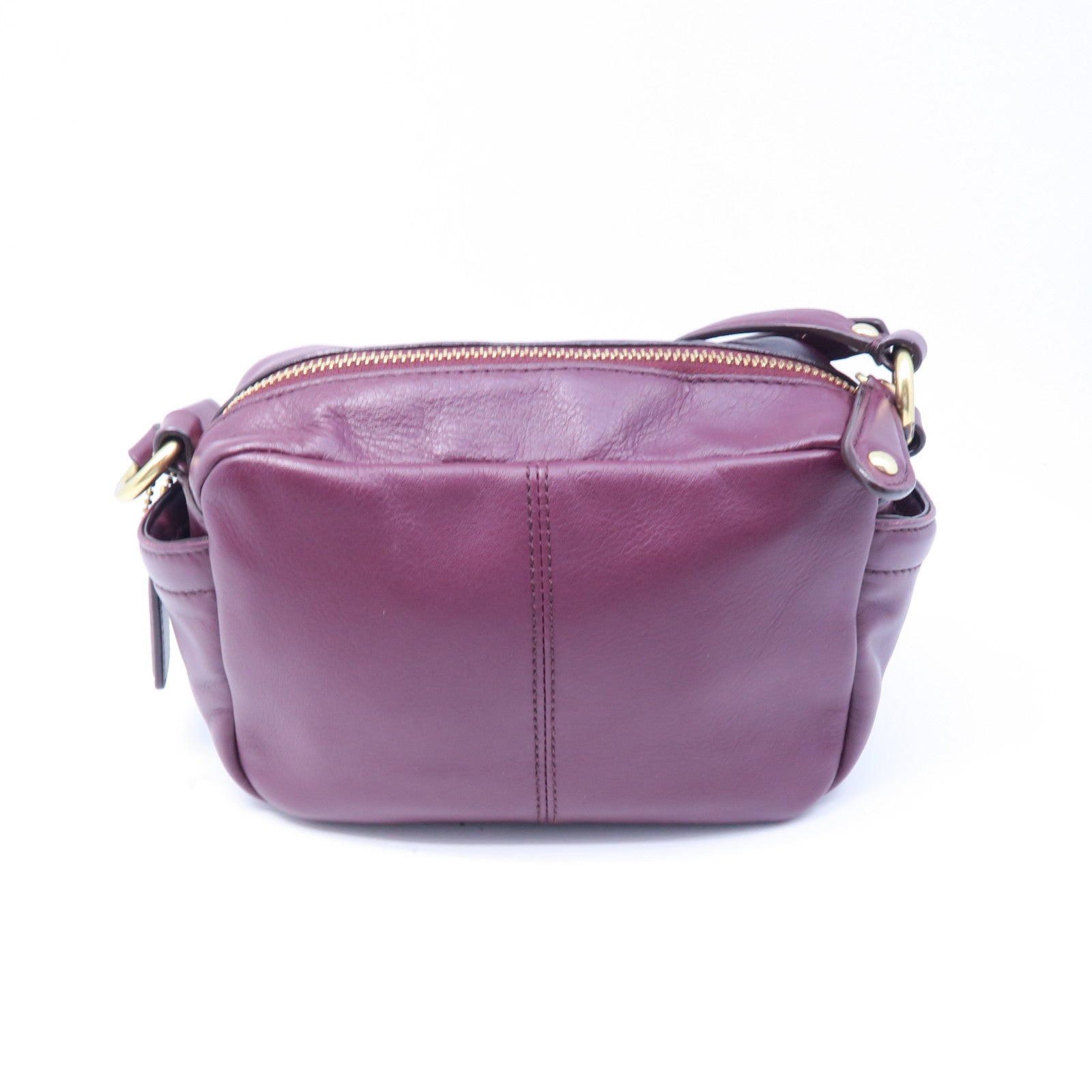 COACH 牛皮皮革Campbell Camera Bag金扣肩背袋酒紅色