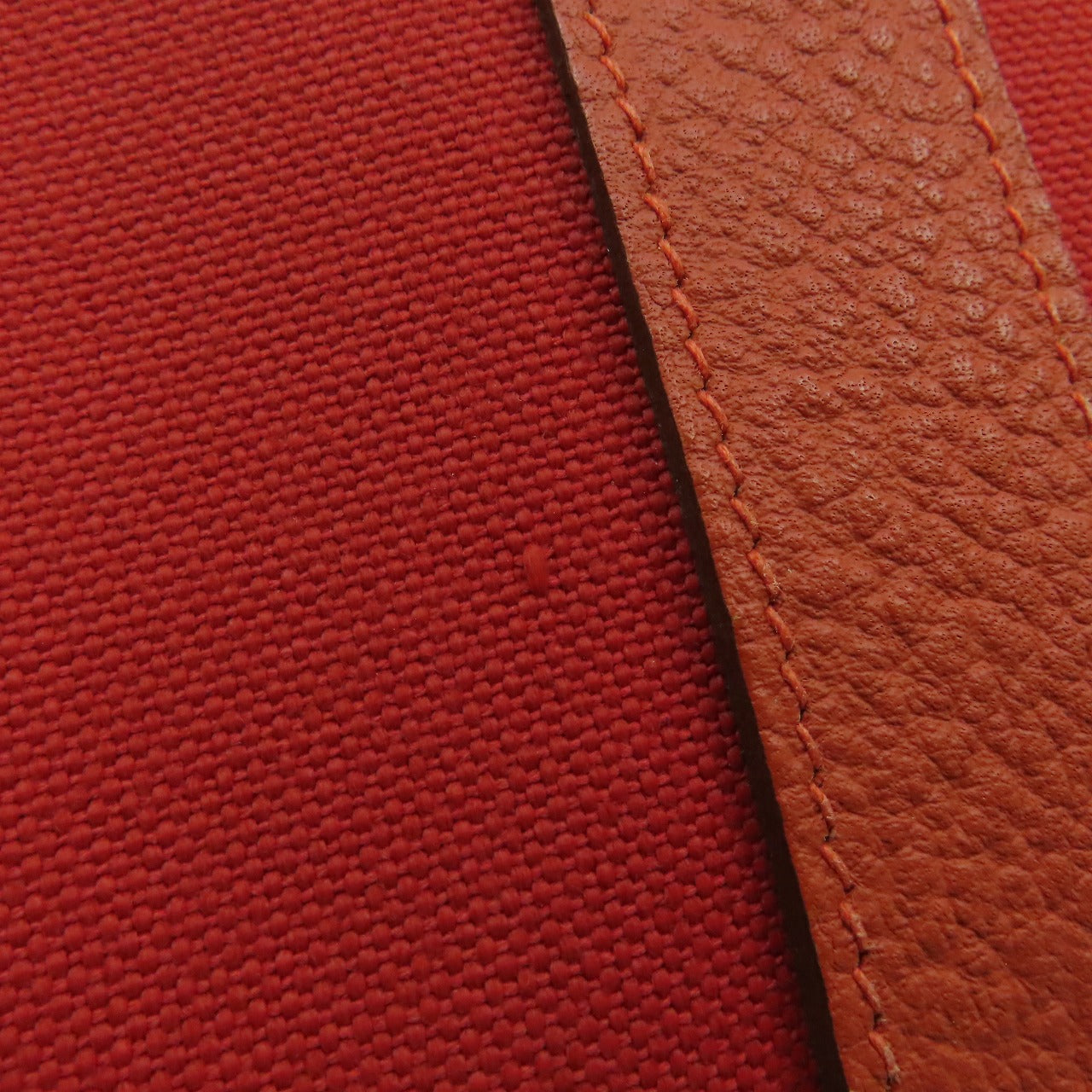 HERMES 帆布Garden Party TPM銀扣手挽袋紅色/橙色