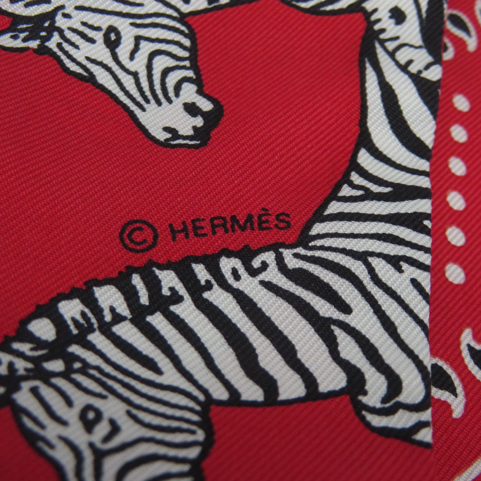 HERMES 【激減優惠】絲質Twilly絲巾紅色