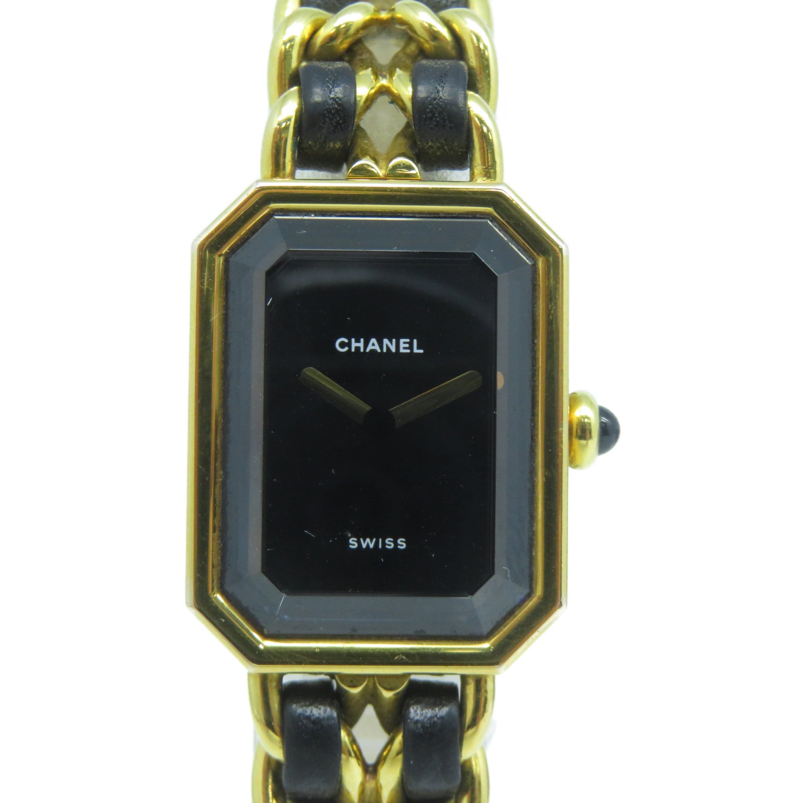 CHANEL Premiere L鍍金石英機芯手錶黑色/金色