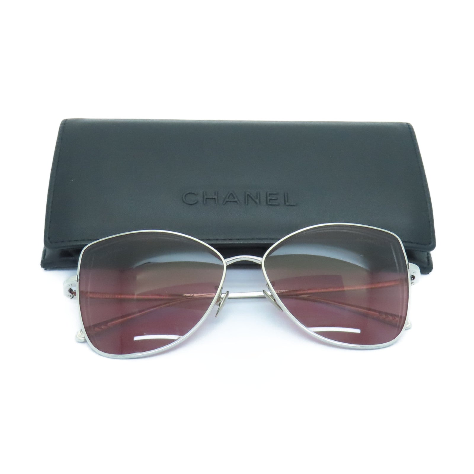 CHANEL 【激減優惠】PVC/金屬Sunglasses太陽眼鏡紫色/銀色