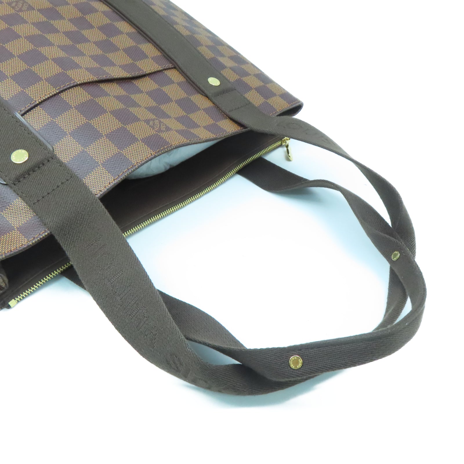LOUIS VUITTON Damier Ebene Beaubourg金扣手挽袋棕色