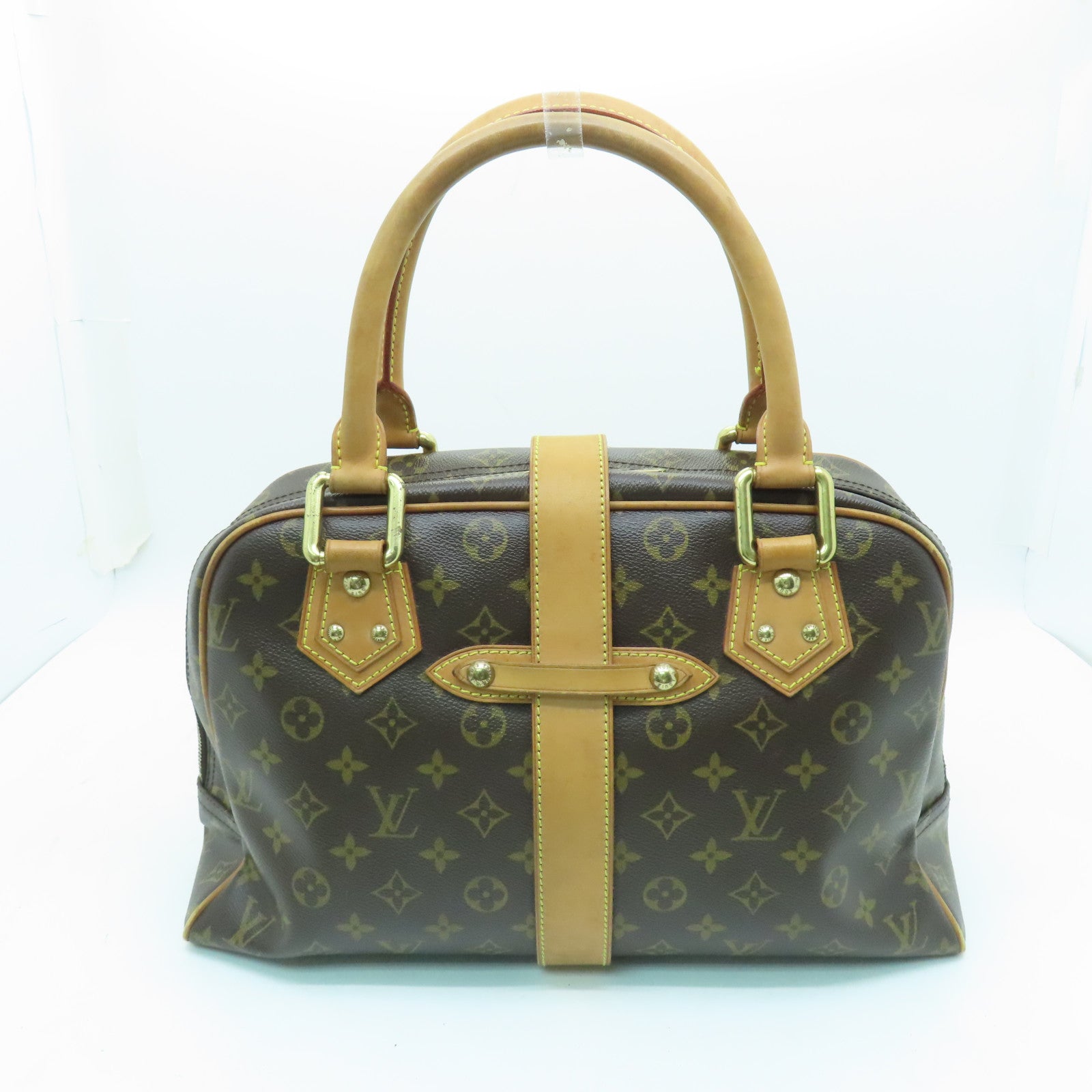 LOUIS VUITTON Monogram Manhattan GM金扣手挽袋棕色