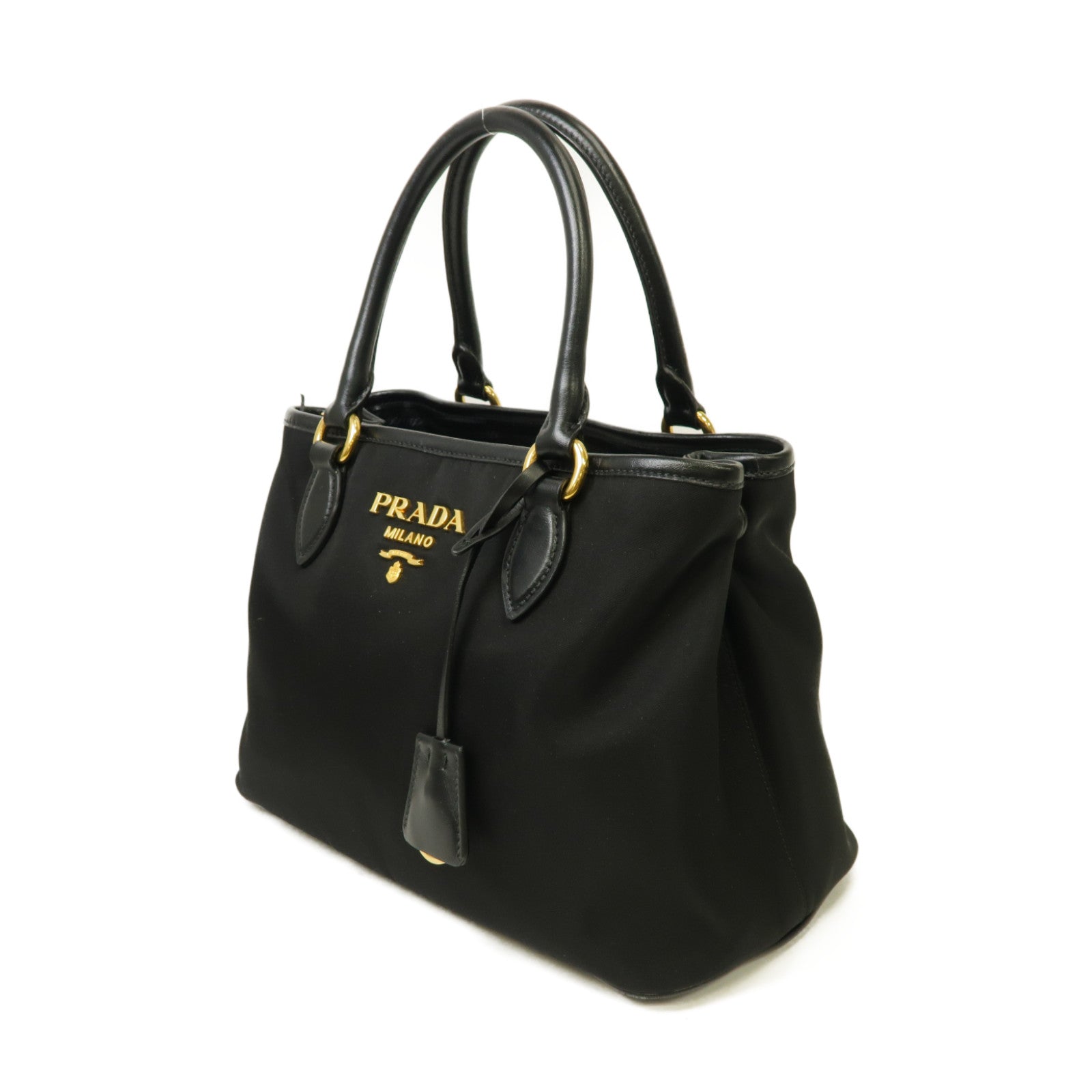 PRADA 尼龍2 Way Shoulder金扣手挽肩背兩用袋黑色