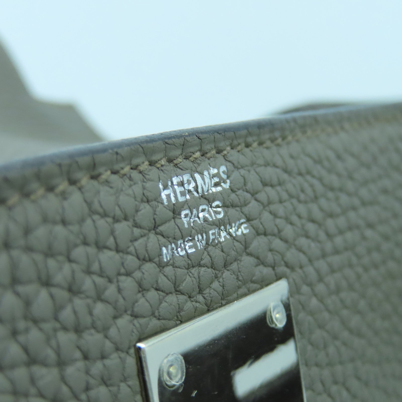 HERMES Togo皮革Kelly 28銀扣手挽肩背兩用袋錫灰色