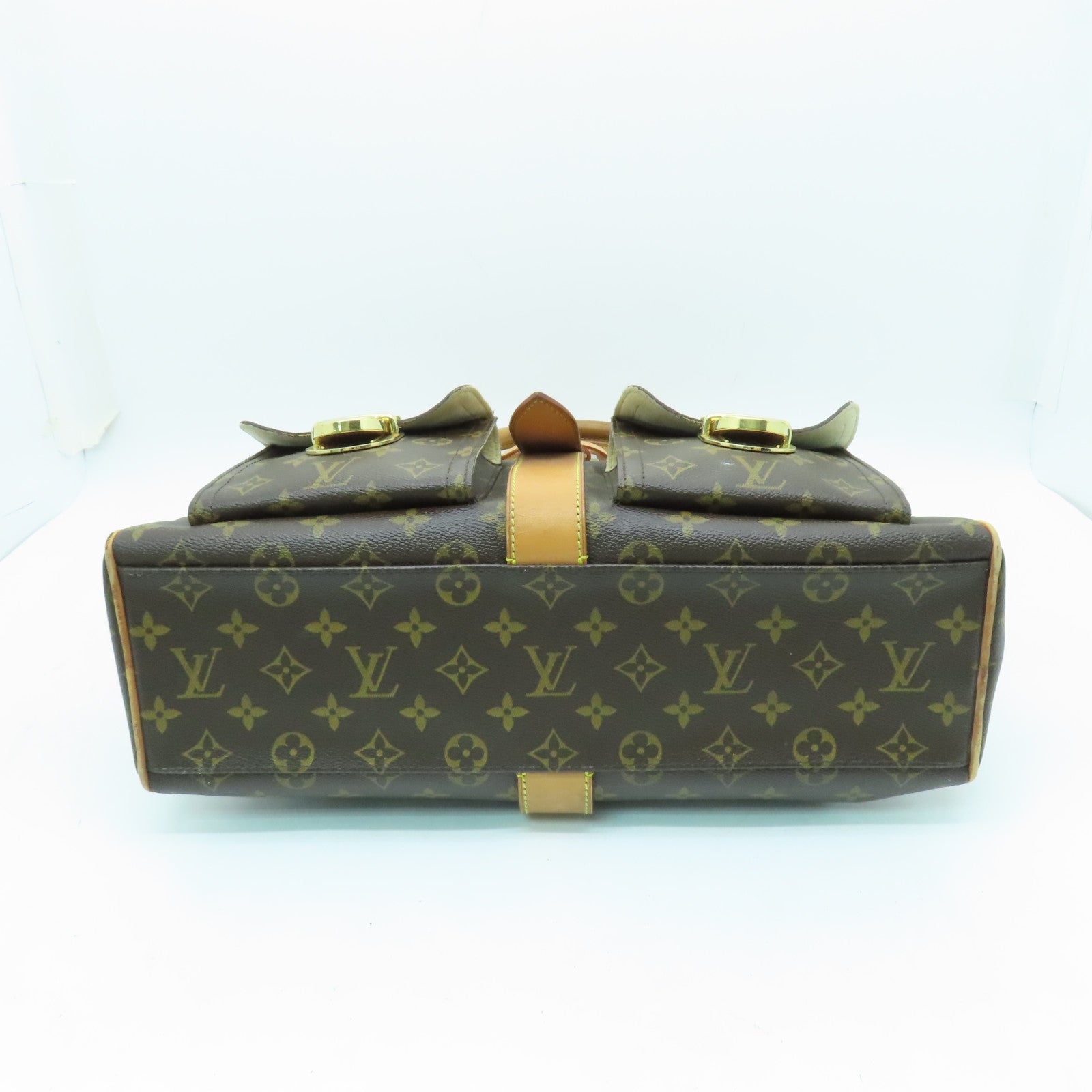 LOUIS VUITTON Monogram Manhattan GM金扣手挽袋棕色