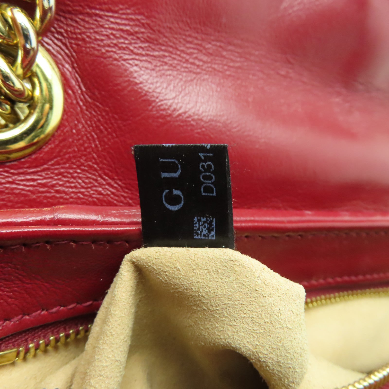 GUCCI 帆布Shoulder Bag金扣鏈帶肩背袋啡色/紅色