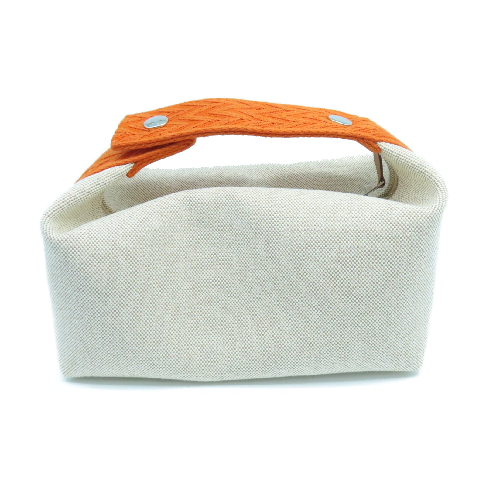 HERMES Toile H Hand Bag銀扣手挽袋白色/橙色