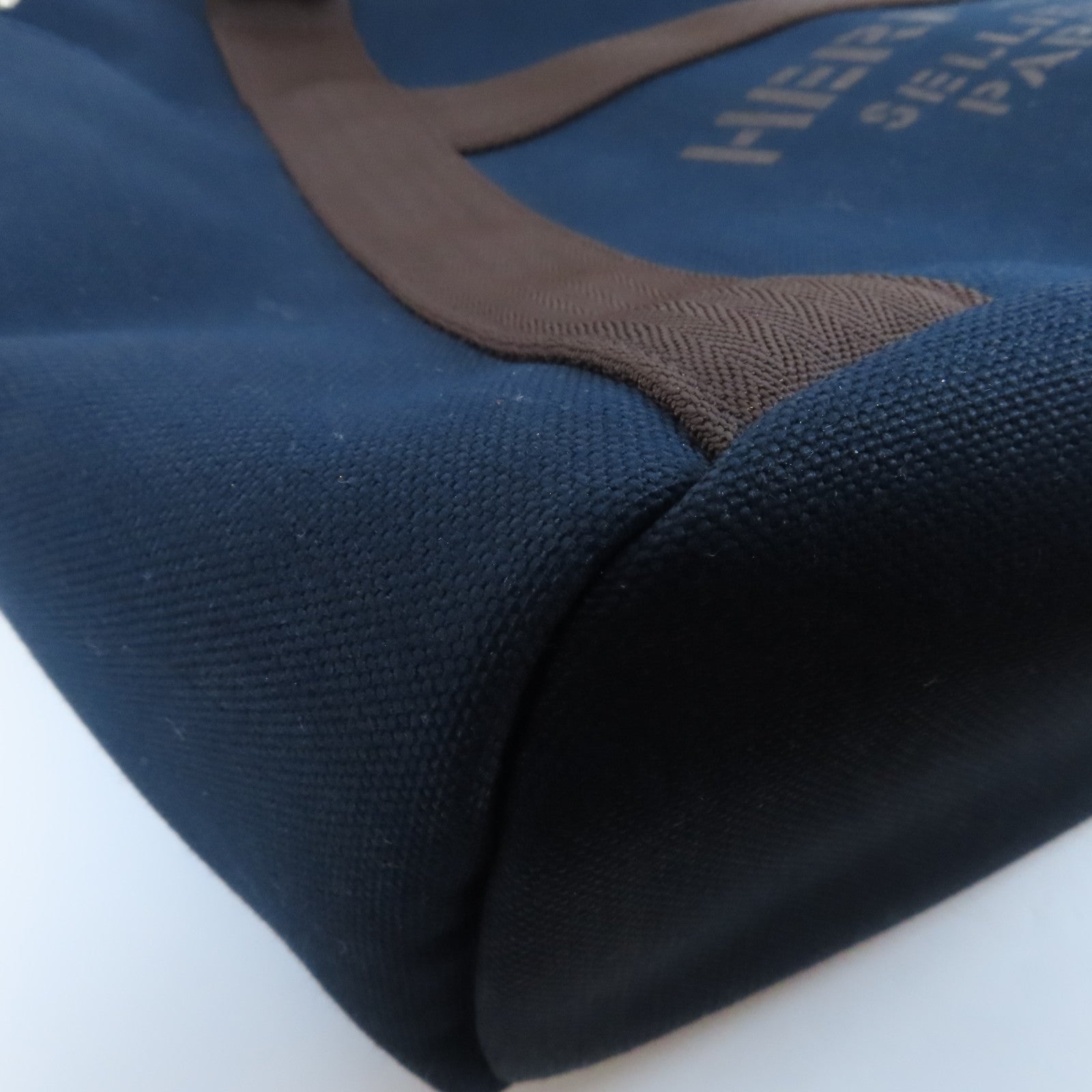 HERMES 帆布Sac De Pansage Groom銀扣手挽肩背兩用袋海軍藍色