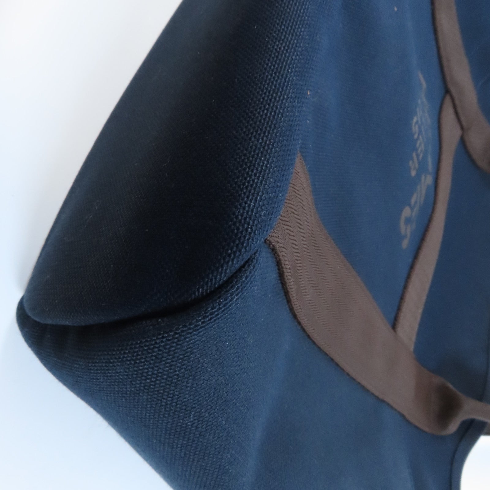 HERMES 帆布Sac De Pansage Groom銀扣手挽肩背兩用袋海軍藍色
