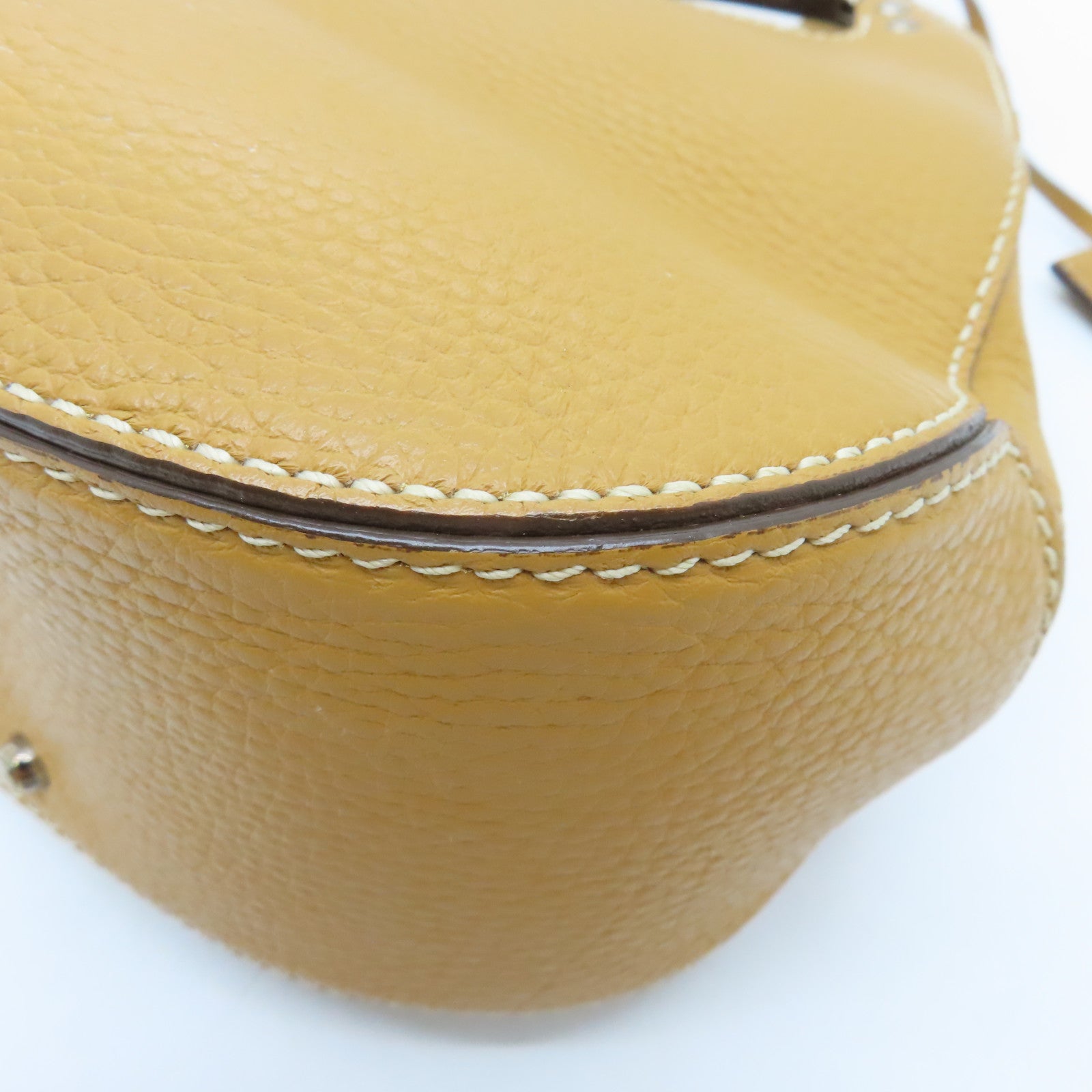 TOD'S Cowhide Leather Hand Bag Gold Buckle Hand Bag Brown