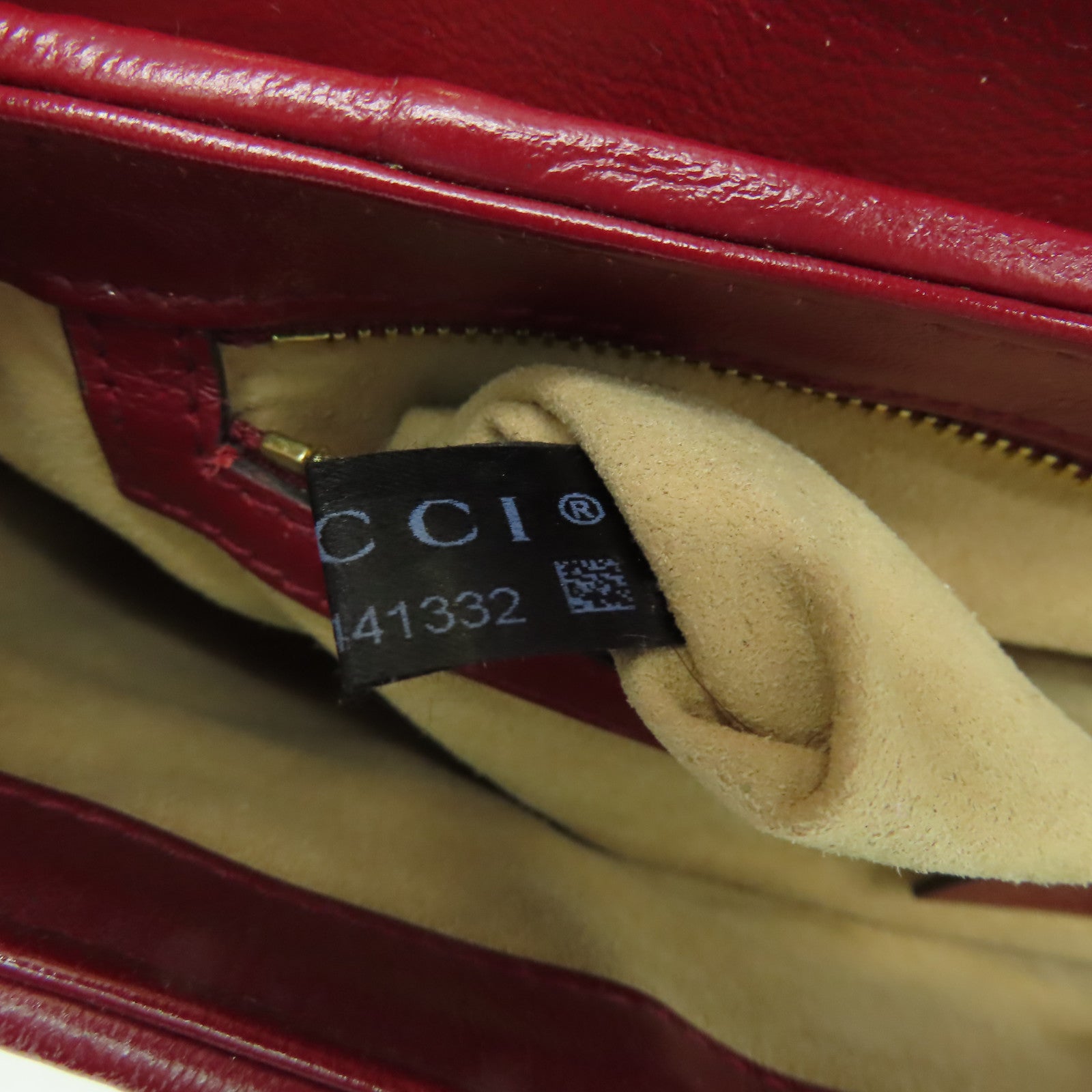 GUCCI 帆布Shoulder Bag金扣鏈帶肩背袋啡色/紅色