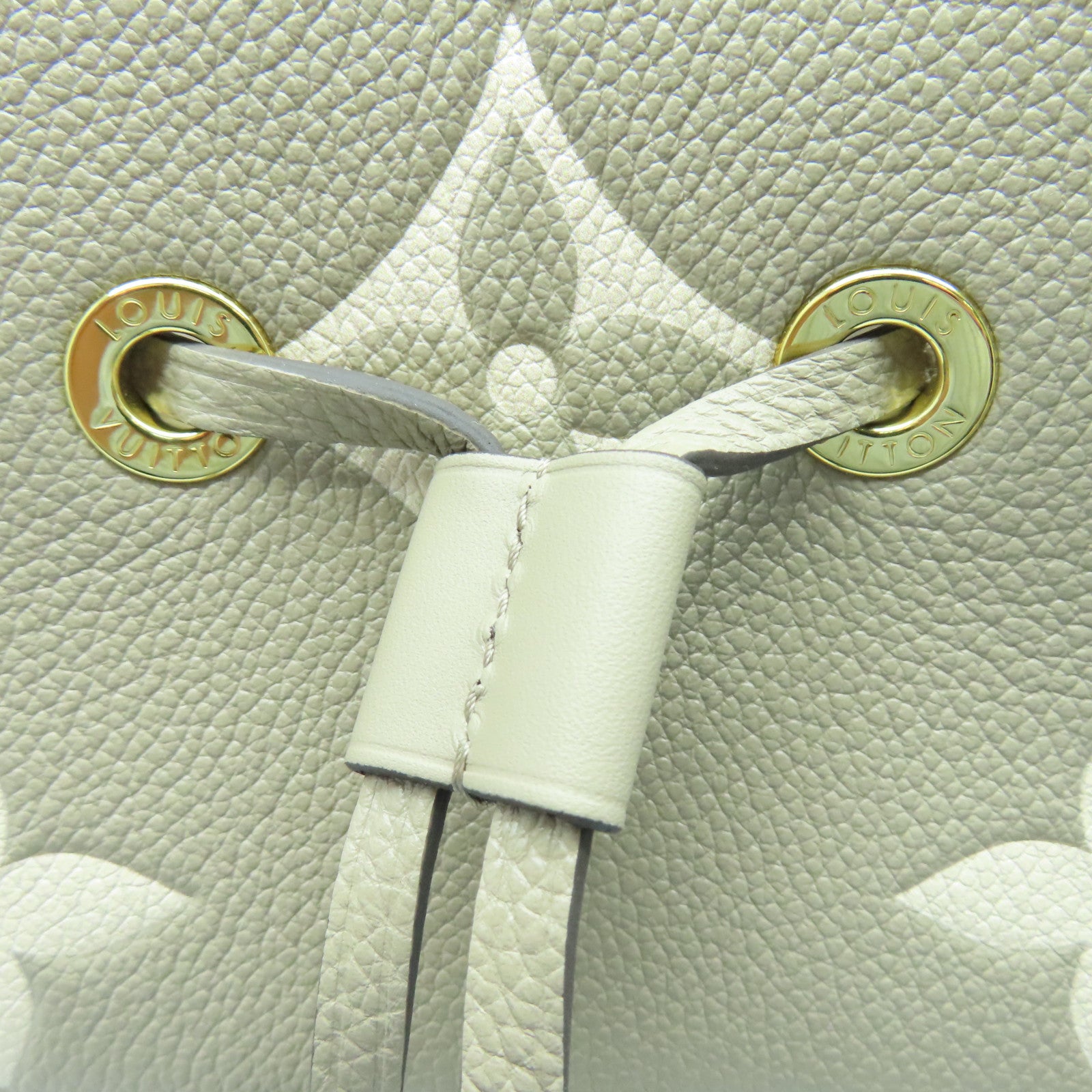 LOUIS VUITTON Mono Empreinte NeoNoe MM gold buckle handle bag beige