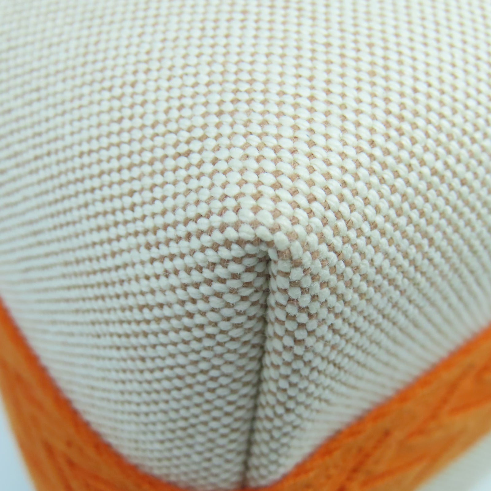 HERMES Toile H Hand Bag銀扣手挽袋白色/橙色