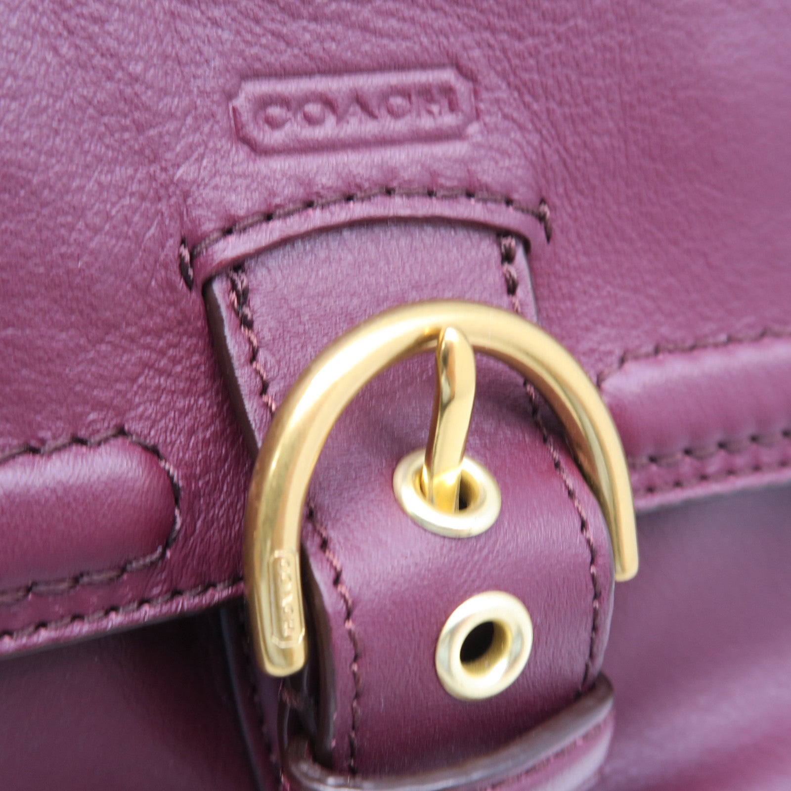 COACH 牛皮皮革Campbell Camera Bag金扣肩背袋酒紅色