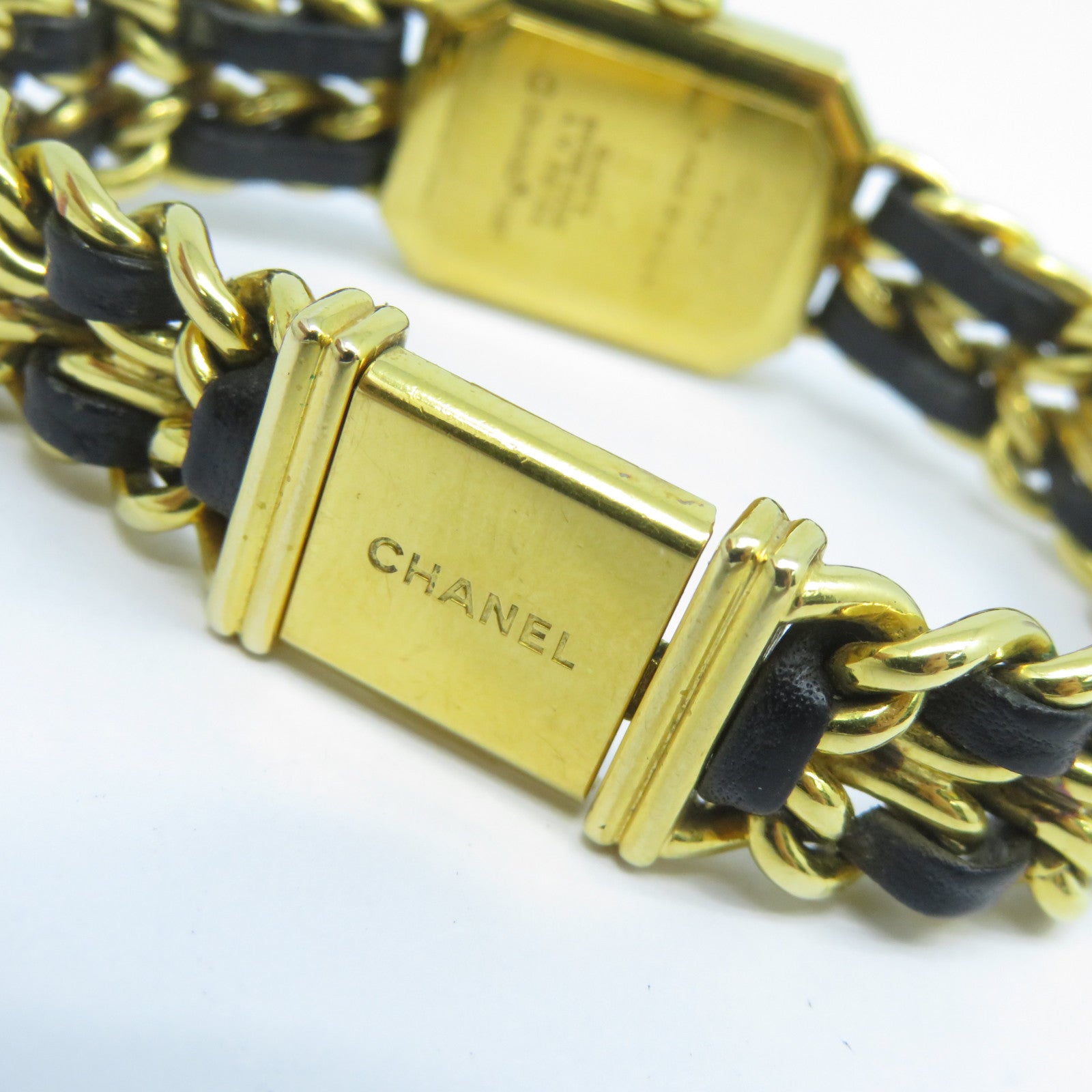 CHANEL Premiere L鍍金石英機芯手錶黑色/金色