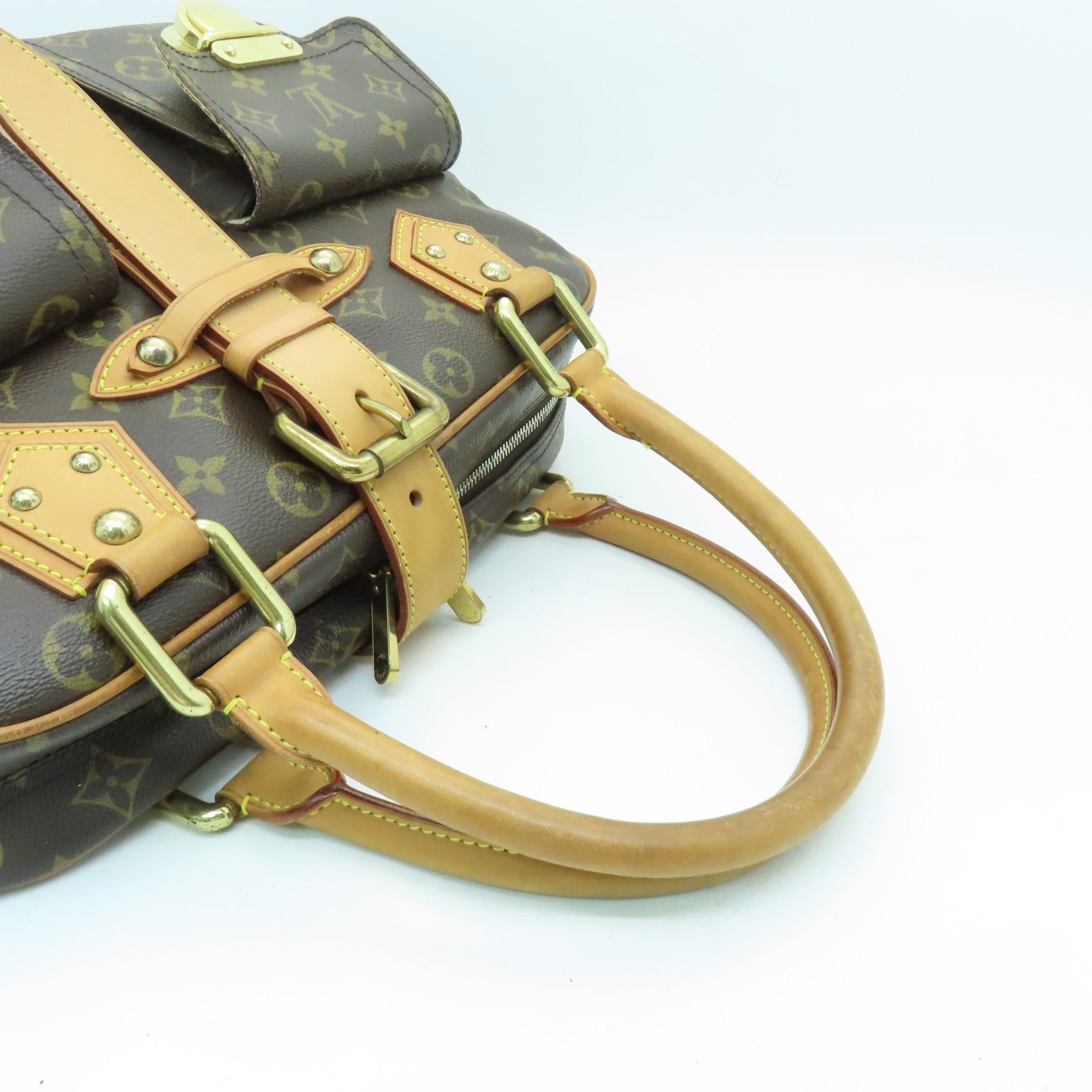 LOUIS VUITTON Monogram Manhattan GM金扣手挽袋棕色