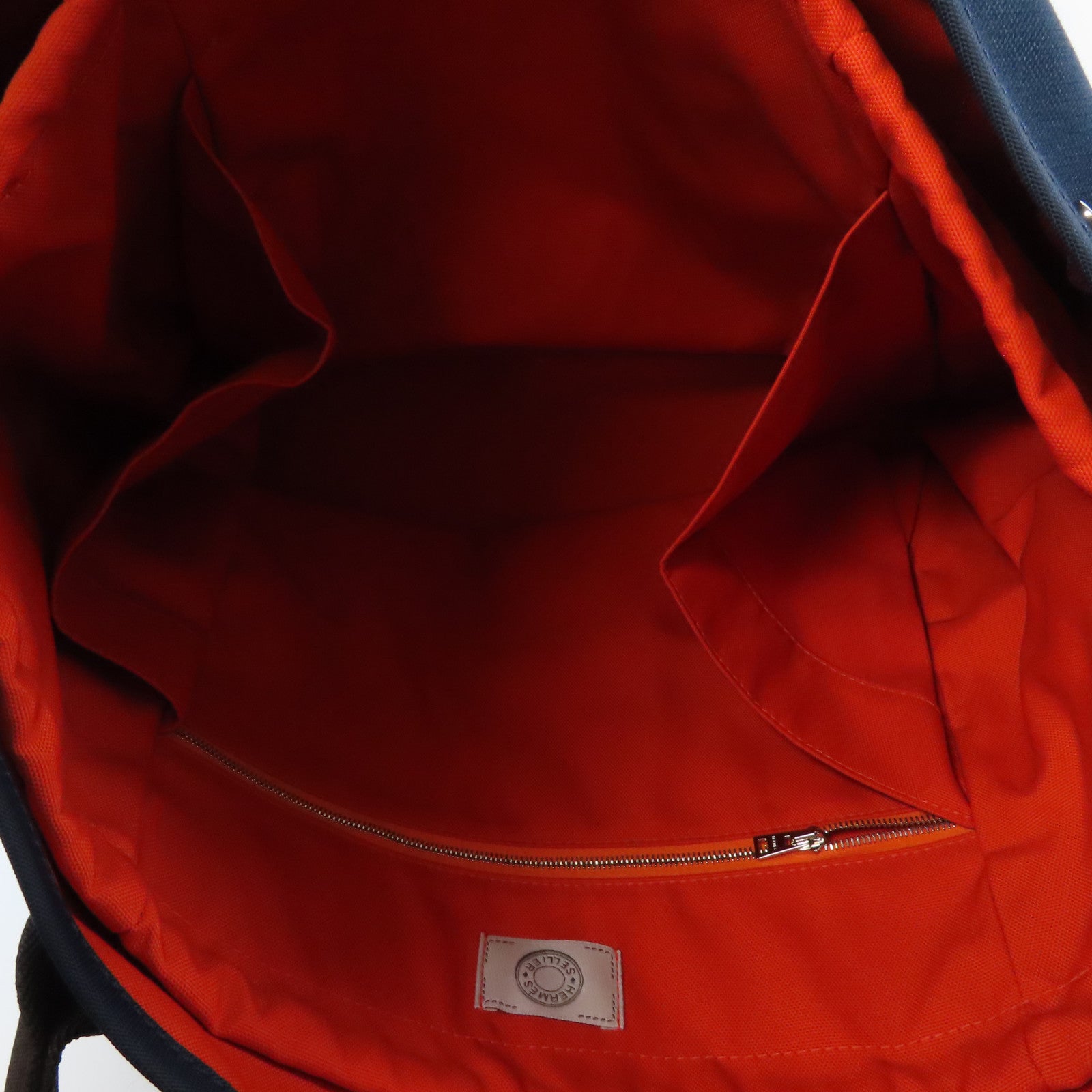 HERMES 帆布Sac De Pansage Groom銀扣手挽肩背兩用袋海軍藍色
