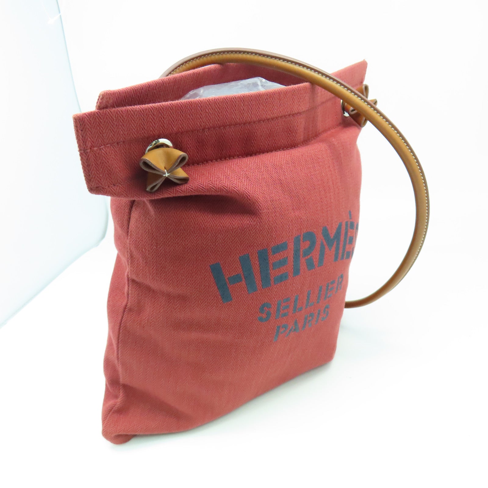 HERMES 帆布Aline銀扣手挽袋愛馬仕紅色