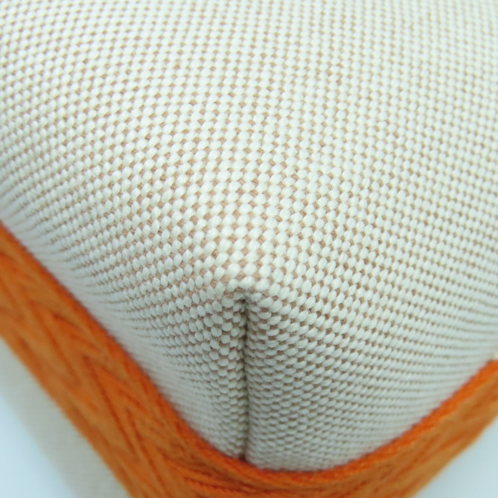 HERMES Toile H Hand Bag銀扣手挽袋白色/橙色
