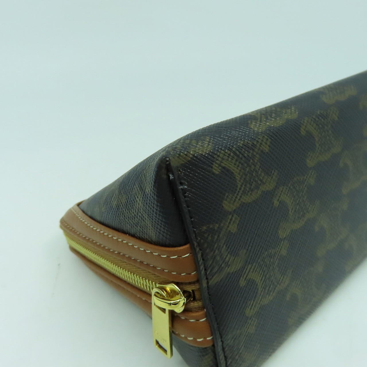 CELINE 塗層帆布Shoulder Bag金扣鏈帶肩背袋啡色