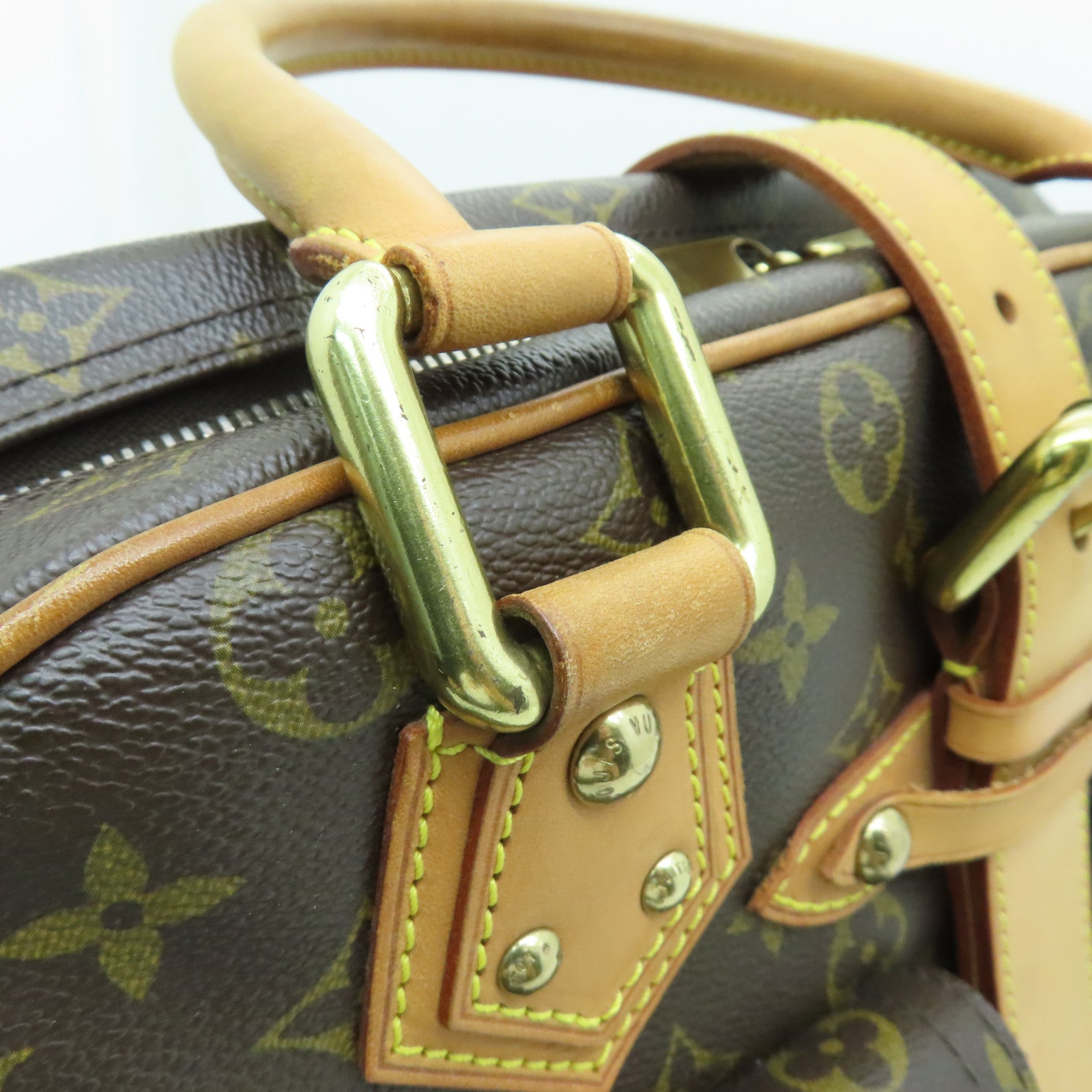 LOUIS VUITTON Monogram Manhattan GM金扣手挽袋棕色