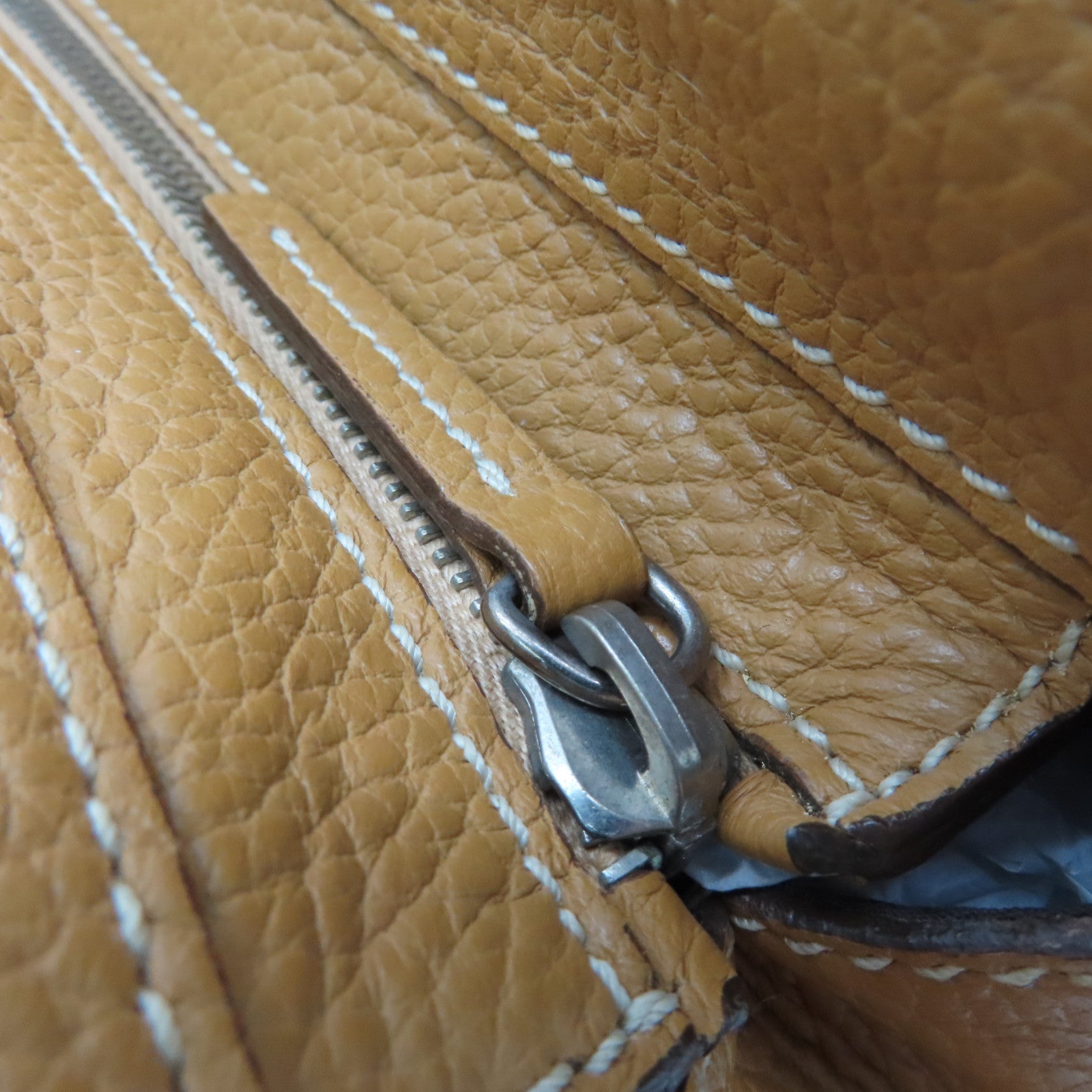 TOD'S Cowhide Leather Hand Bag Gold Buckle Hand Bag Brown