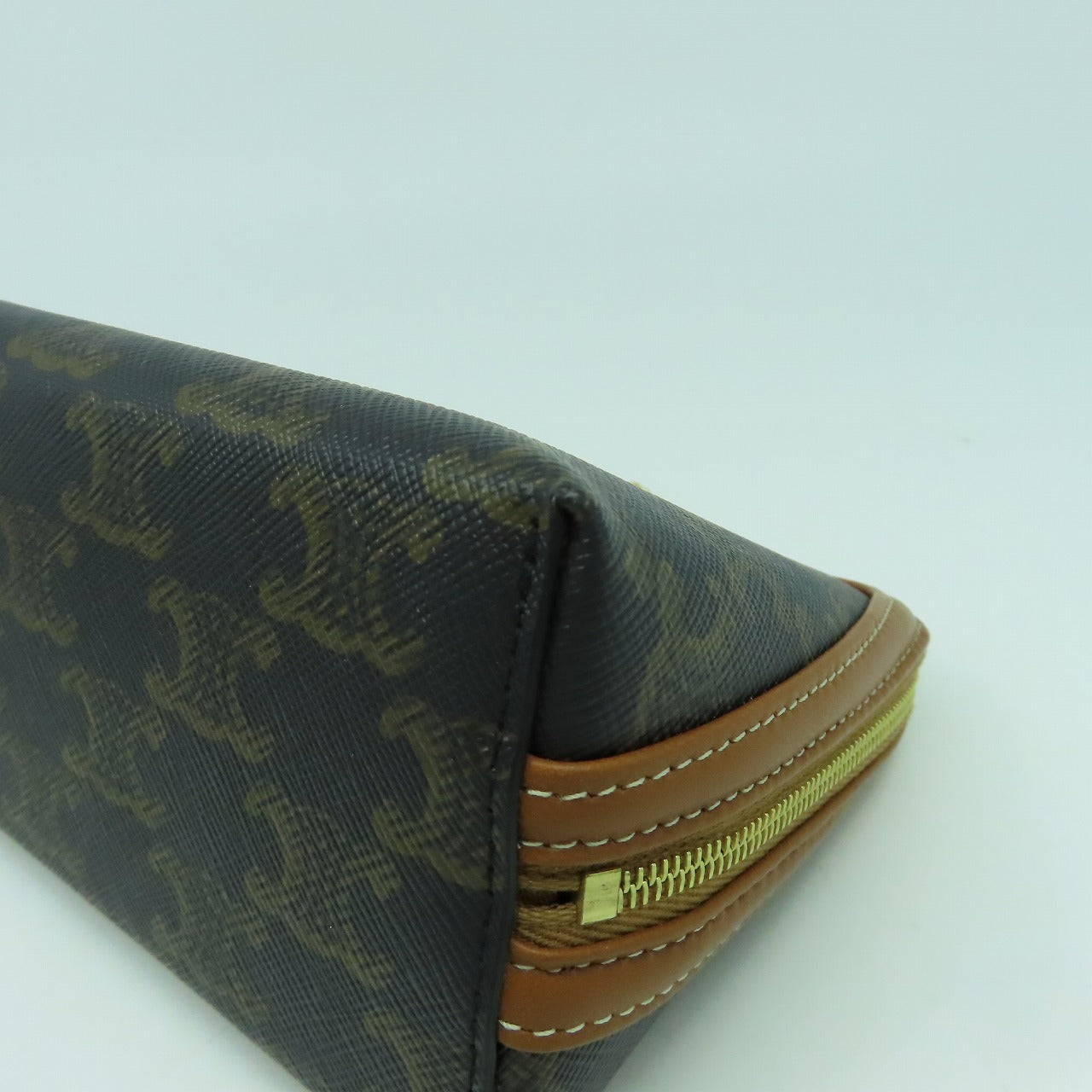 CELINE 塗層帆布Shoulder Bag金扣鏈帶肩背袋啡色