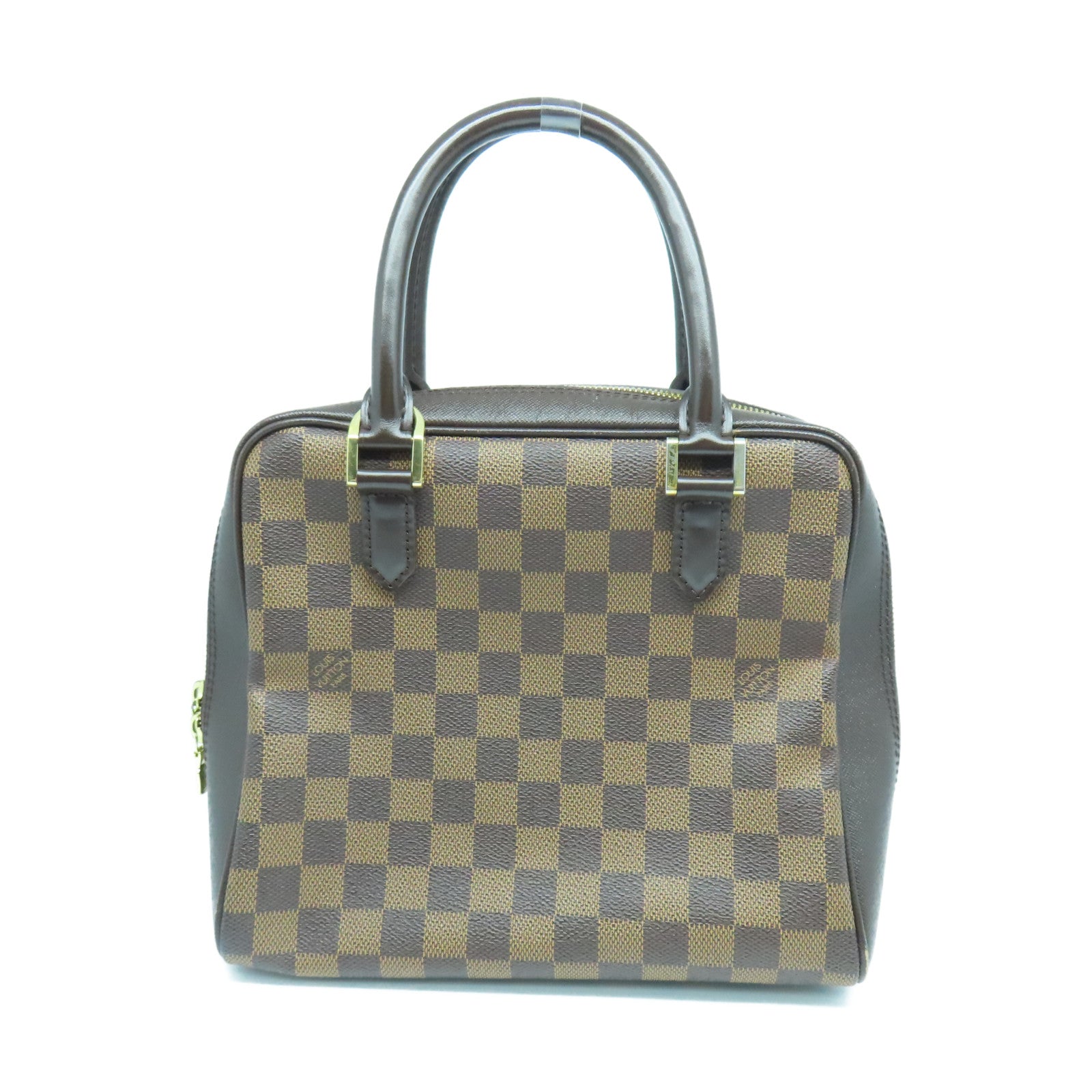 LOUIS VUITTON Damier Brera gold buckle handle bag brown