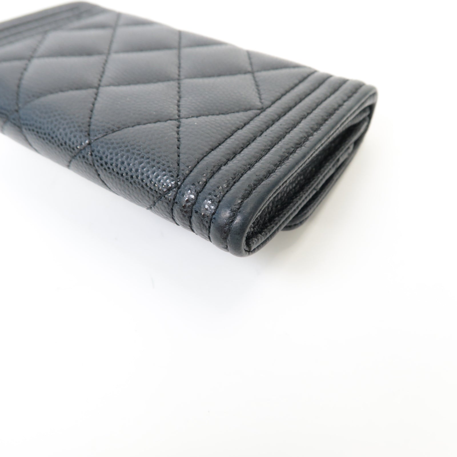 CHANEL 菱格Caviar皮革Card Case金扣卡片套黑色