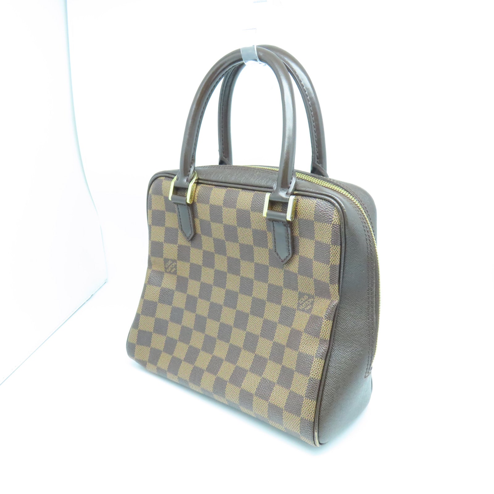 LOUIS VUITTON Damier Brera gold buckle handle bag brown