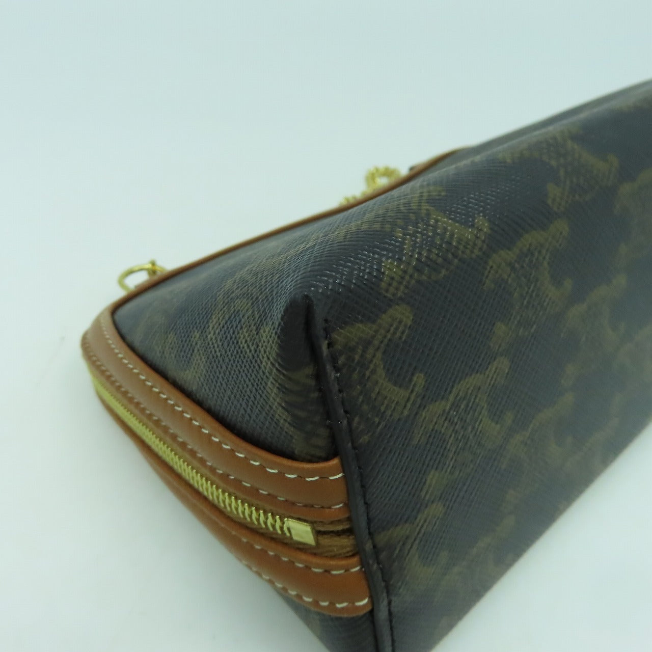 CELINE 塗層帆布Shoulder Bag金扣鏈帶肩背袋啡色