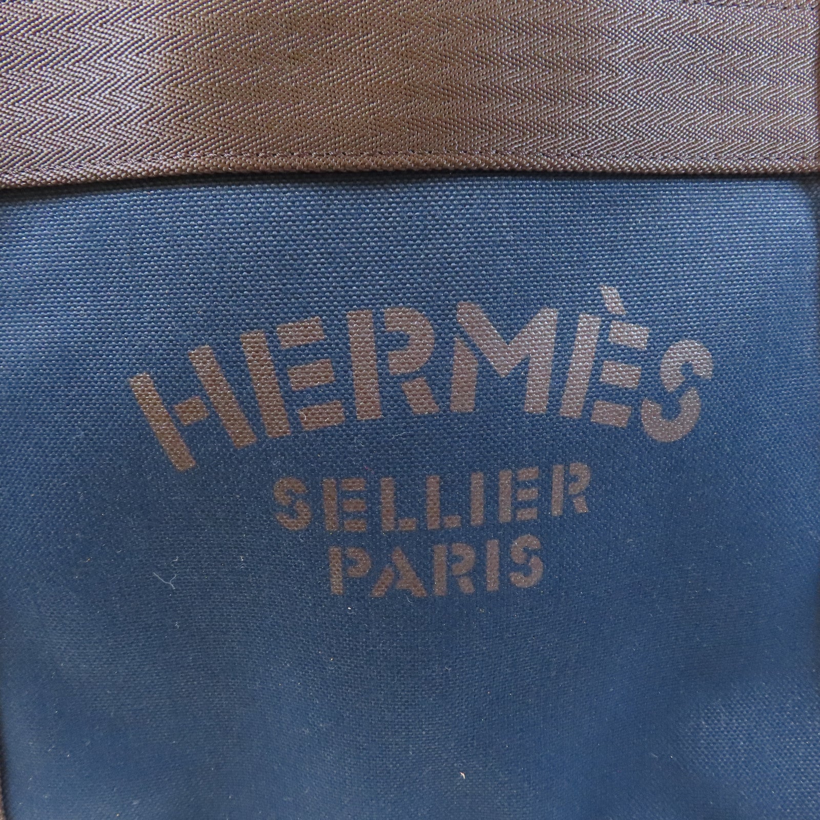 HERMES 帆布Sac De Pansage Groom銀扣手挽肩背兩用袋海軍藍色
