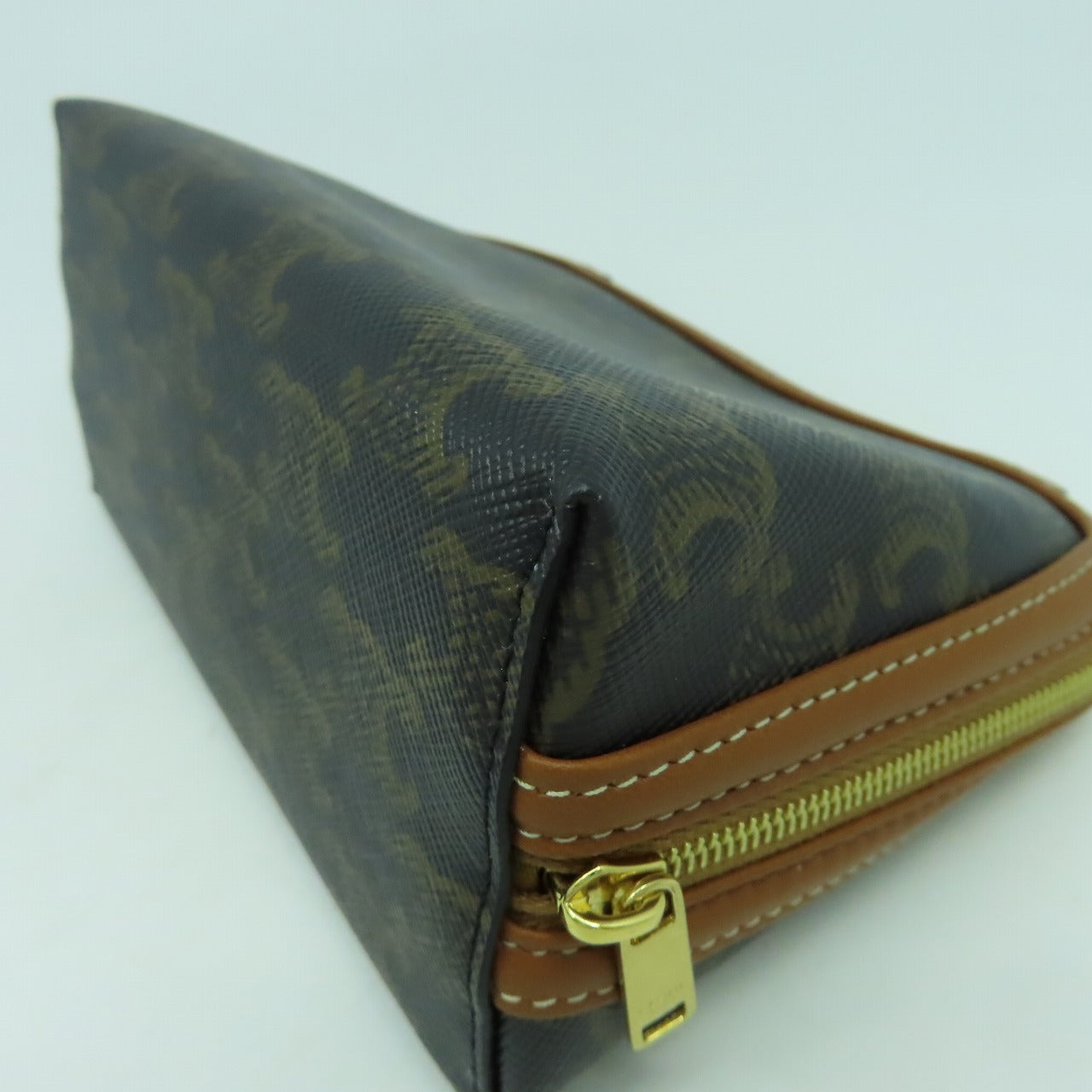 CELINE 塗層帆布Shoulder Bag金扣鏈帶肩背袋啡色