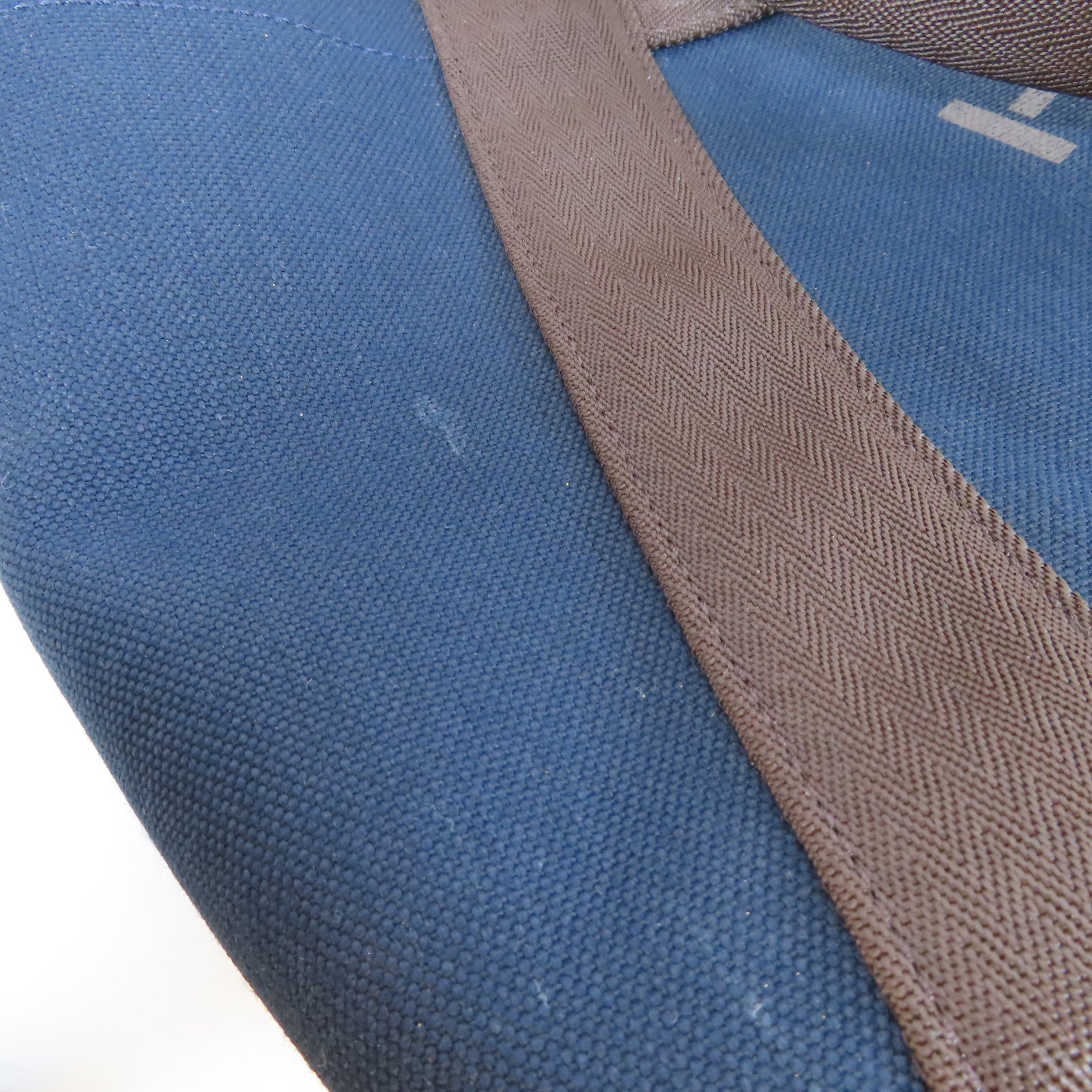 HERMES 帆布Sac De Pansage Groom銀扣手挽肩背兩用袋海軍藍色
