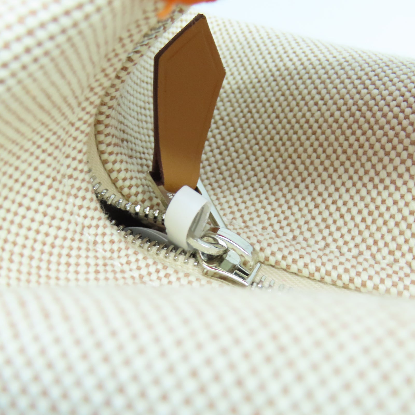 HERMES Toile H Hand Bag銀扣手挽袋白色/橙色