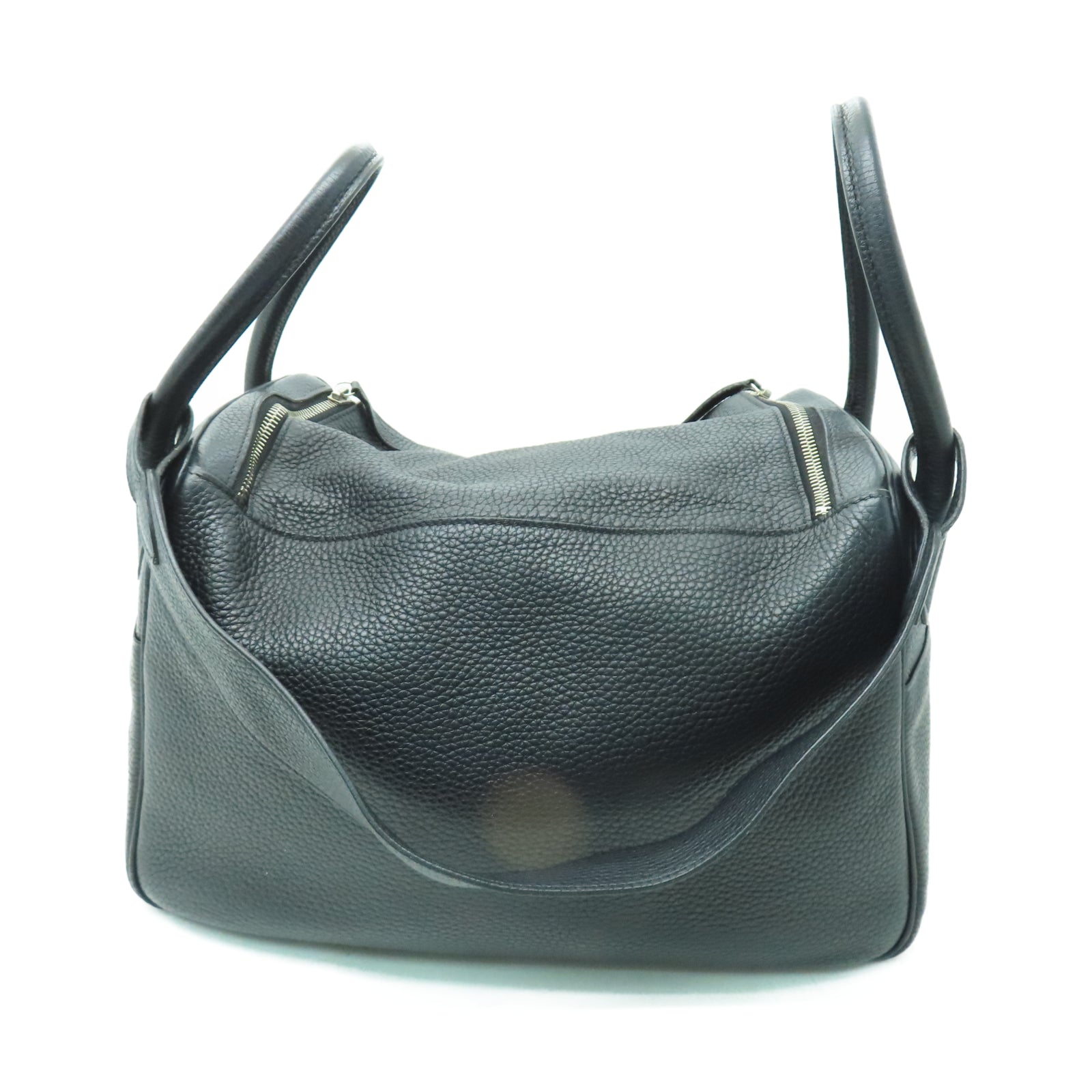 HERMES Taurillon Clemence皮革Lindy 34銀扣手挽肩背兩用袋黑色
