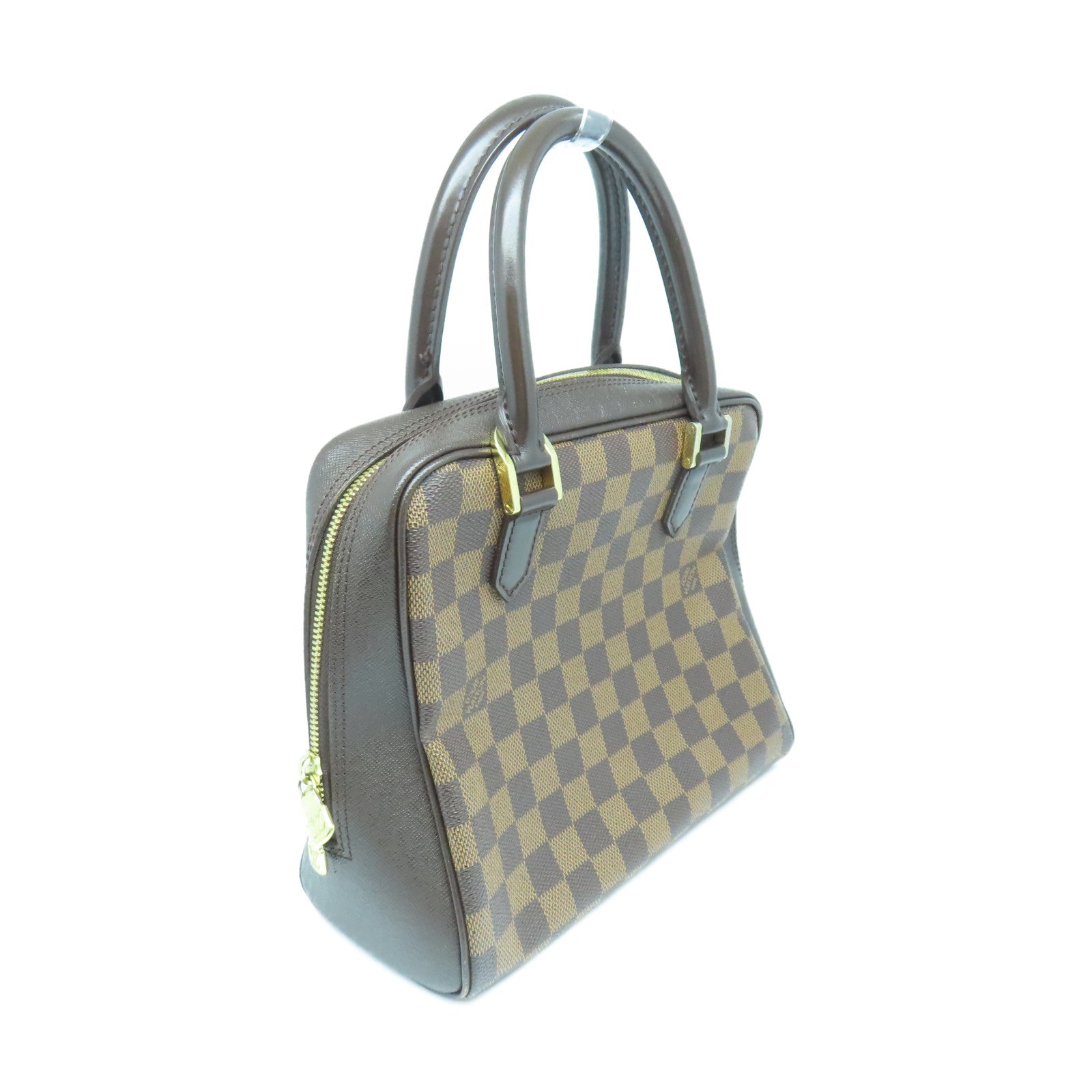 LOUIS VUITTON Damier Brera gold buckle handle bag brown