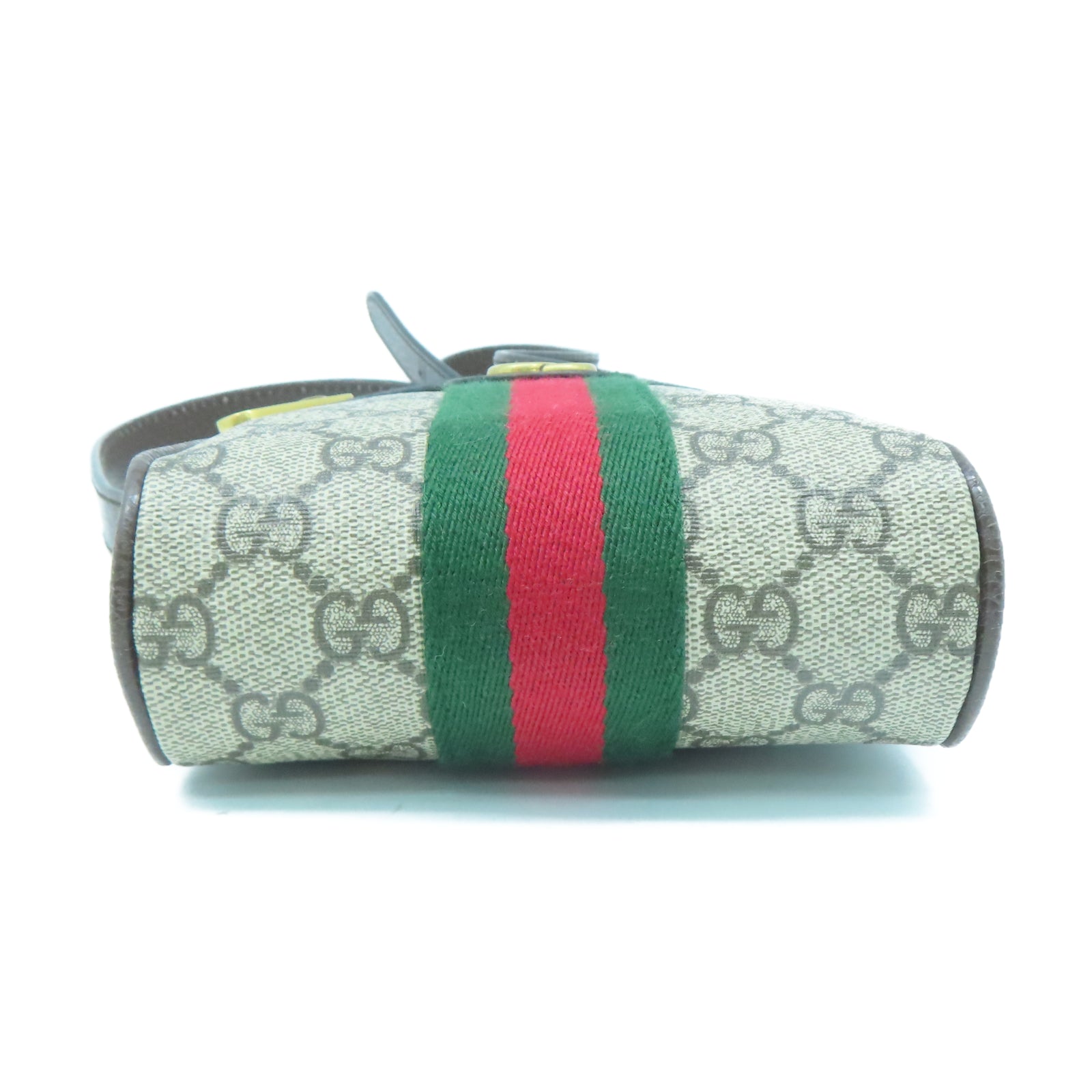 GUCCI 塗層帆布Shoulder Bag金扣肩背袋棕色
