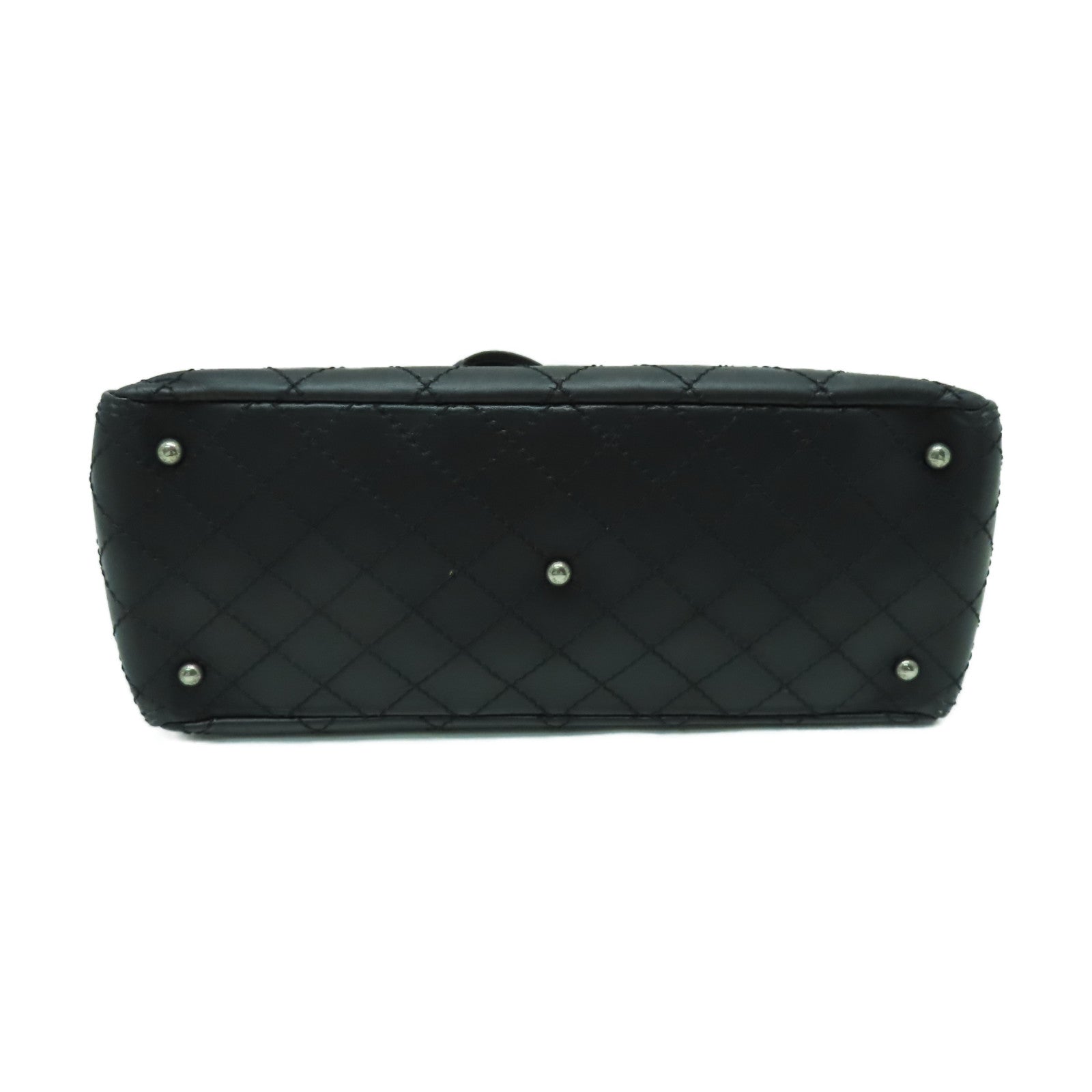 CHANEL 菱格牛皮皮革Shoulder Bag銀扣鏈帶肩背袋黑色