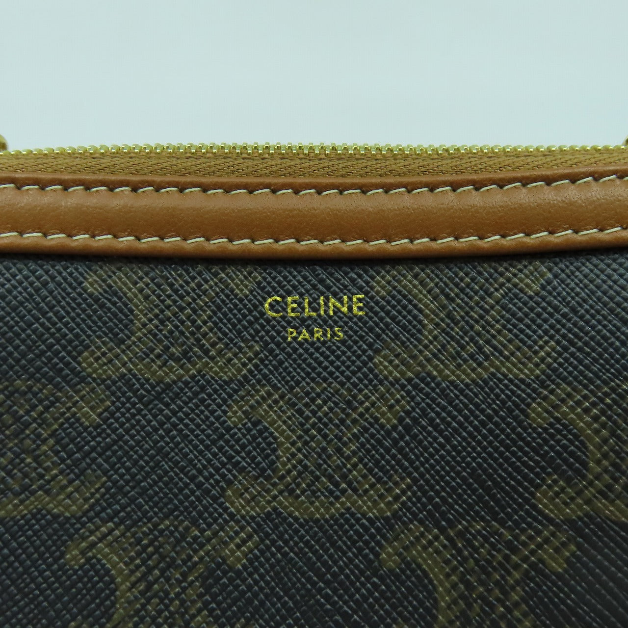 CELINE 塗層帆布Shoulder Bag金扣鏈帶肩背袋啡色
