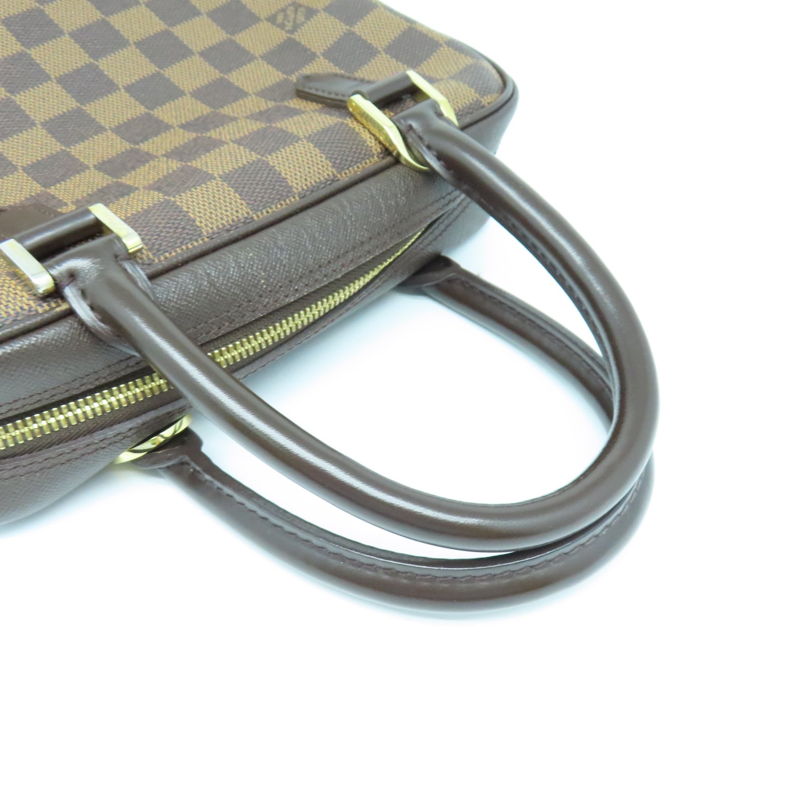 LOUIS VUITTON Damier Brera gold buckle handle bag brown
