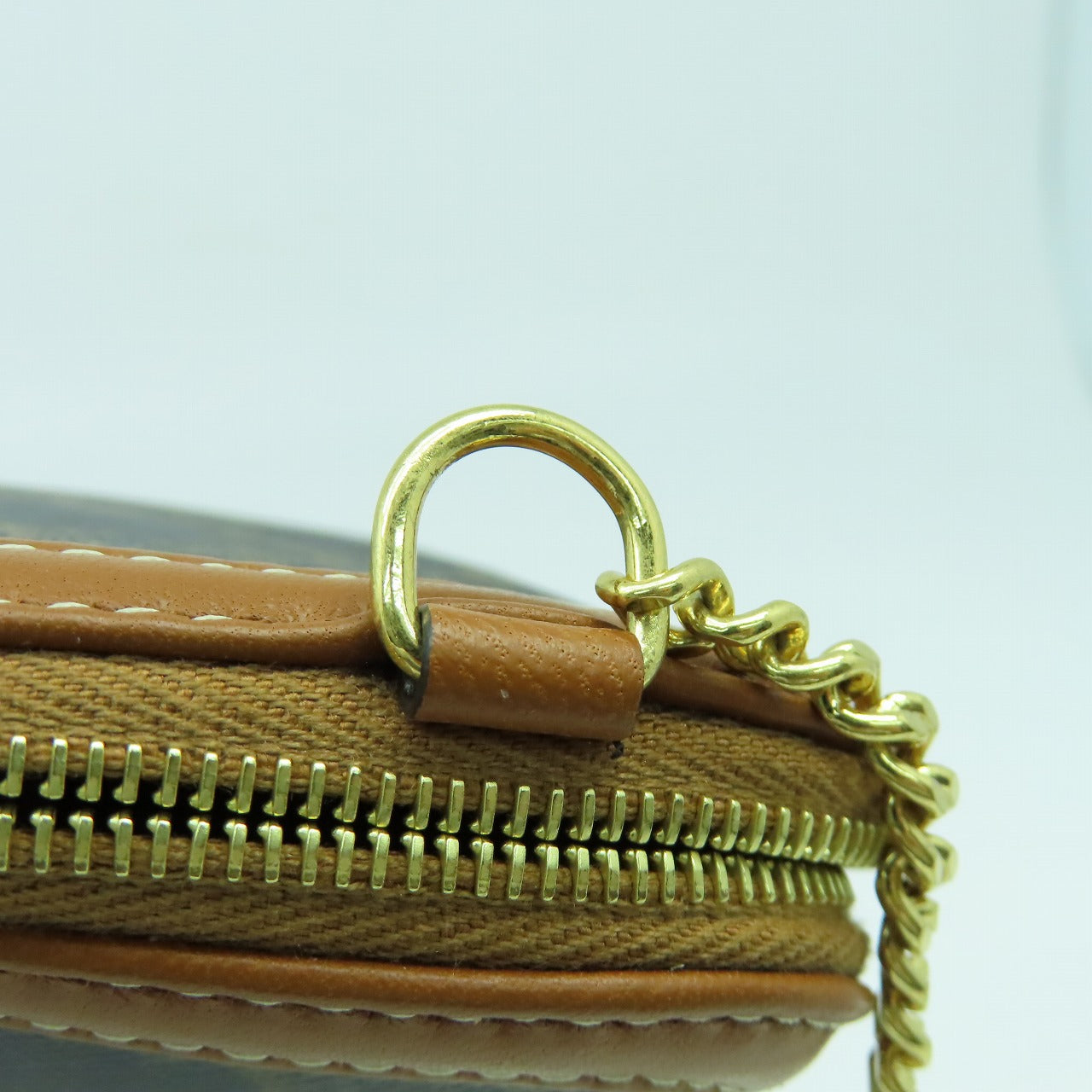 CELINE 塗層帆布Shoulder Bag金扣鏈帶肩背袋啡色