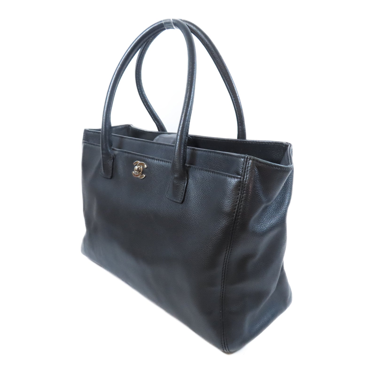 CHANEL 牛皮皮革2 Way Shoulder Bag銀扣手挽肩背兩用袋黑色