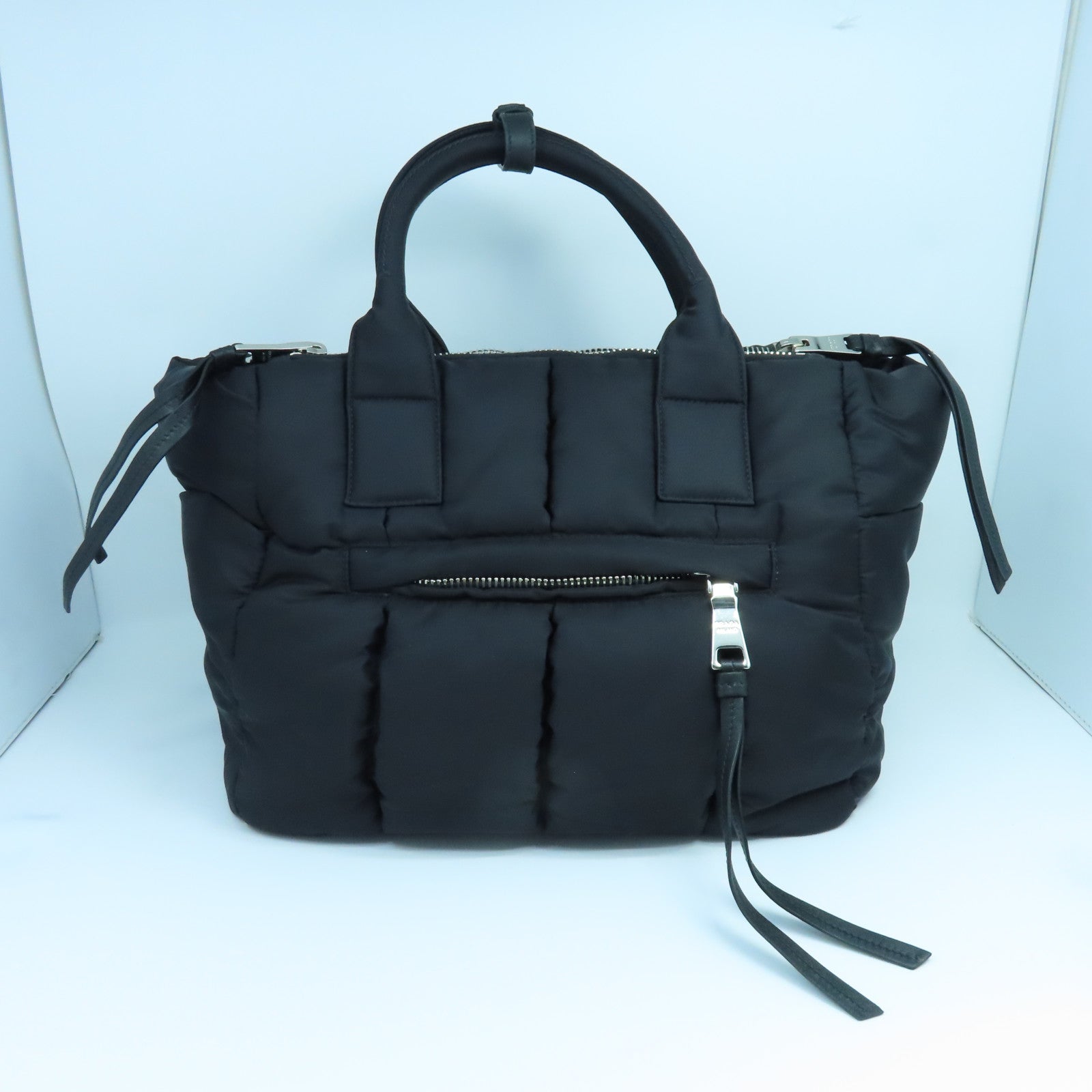 PRADA 尼龍2 Way Shoulder銀扣手挽肩背兩用袋黑色