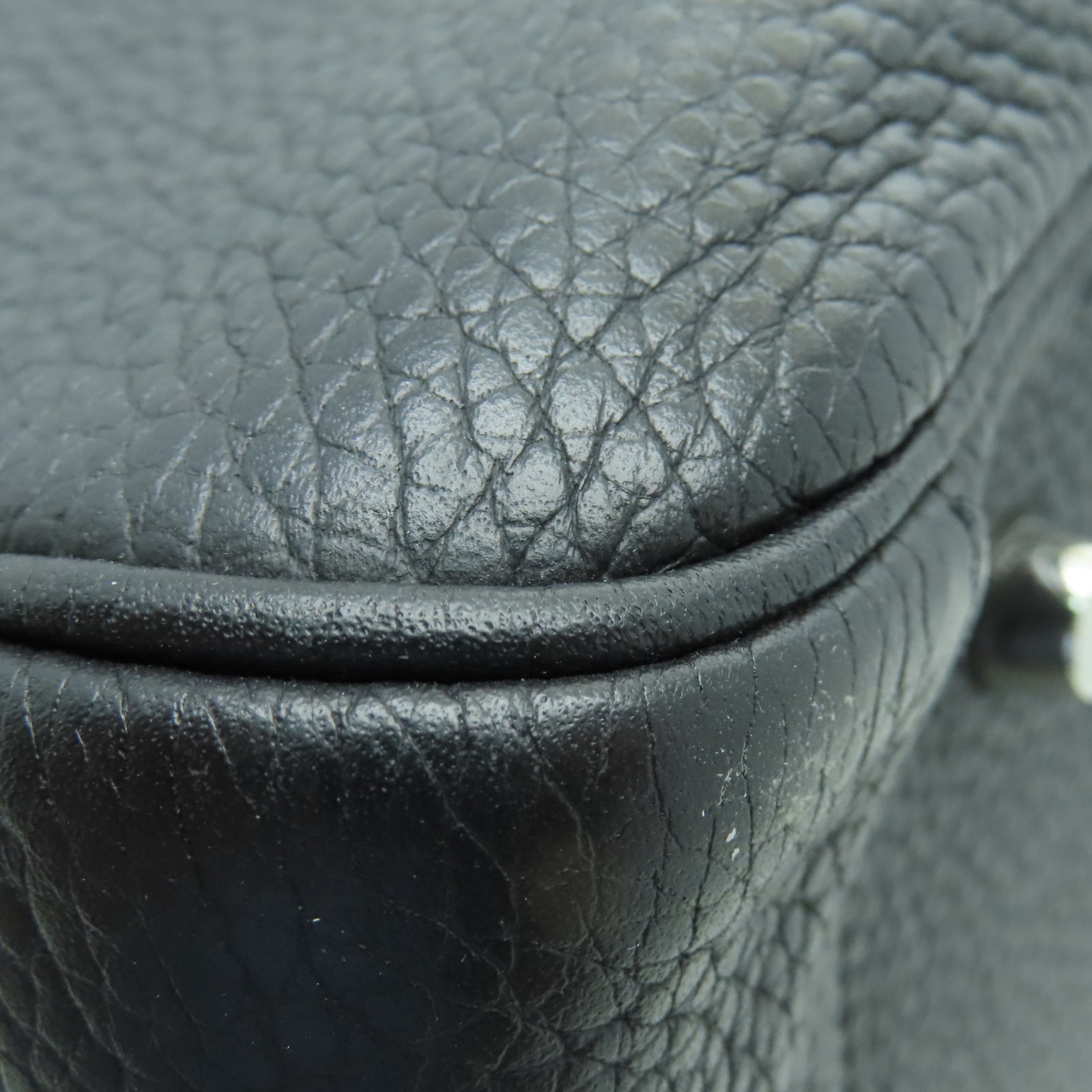 HERMES Taurillon Clemence皮革Lindy 34銀扣手挽肩背兩用袋黑色