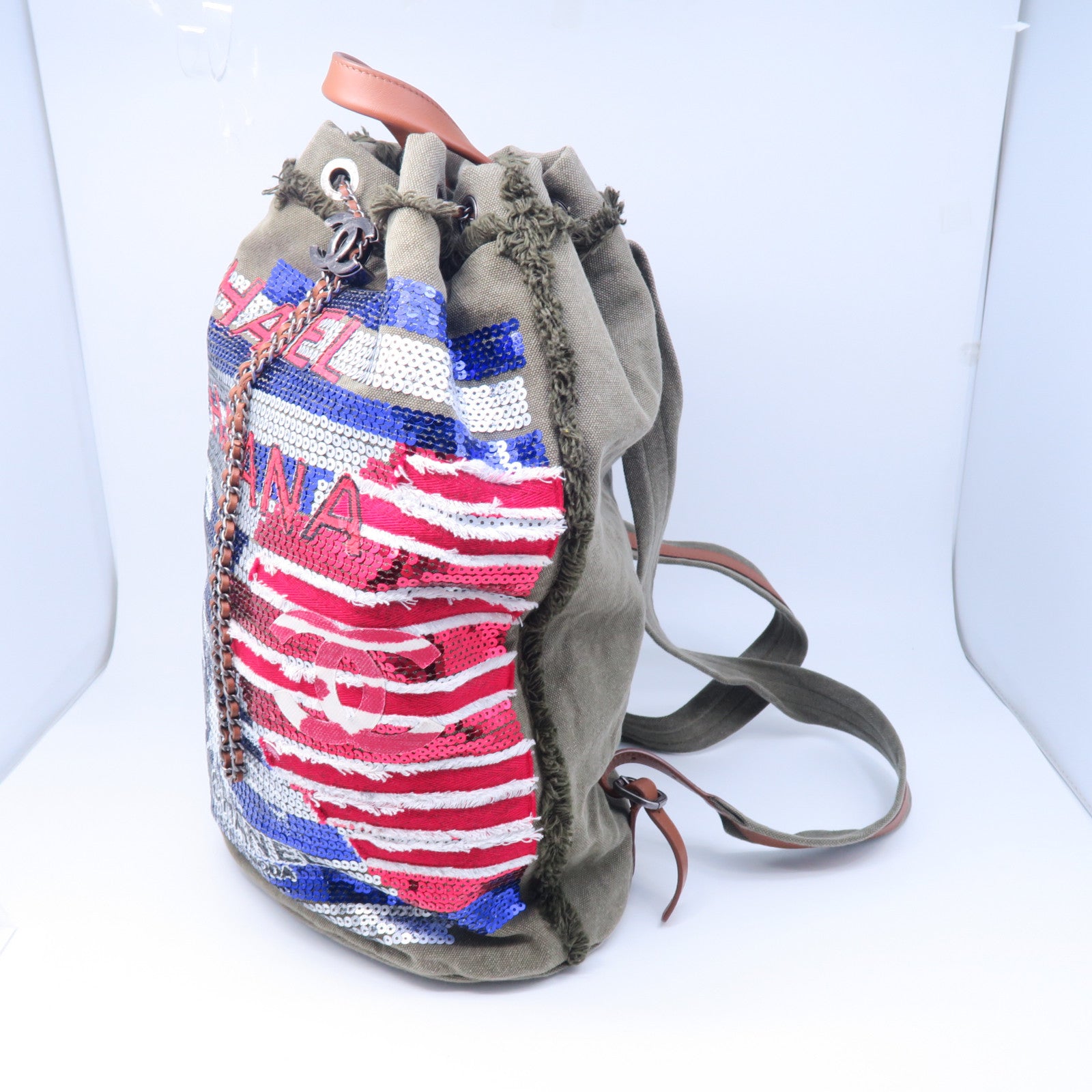 CHANEL 帆布La Habana Backpack銀扣背包啡色