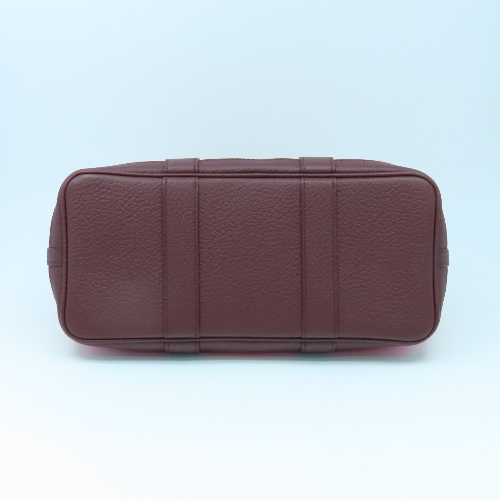 HERMES 帆布Garden Party TPM銀扣手挽袋波爾多酒紅