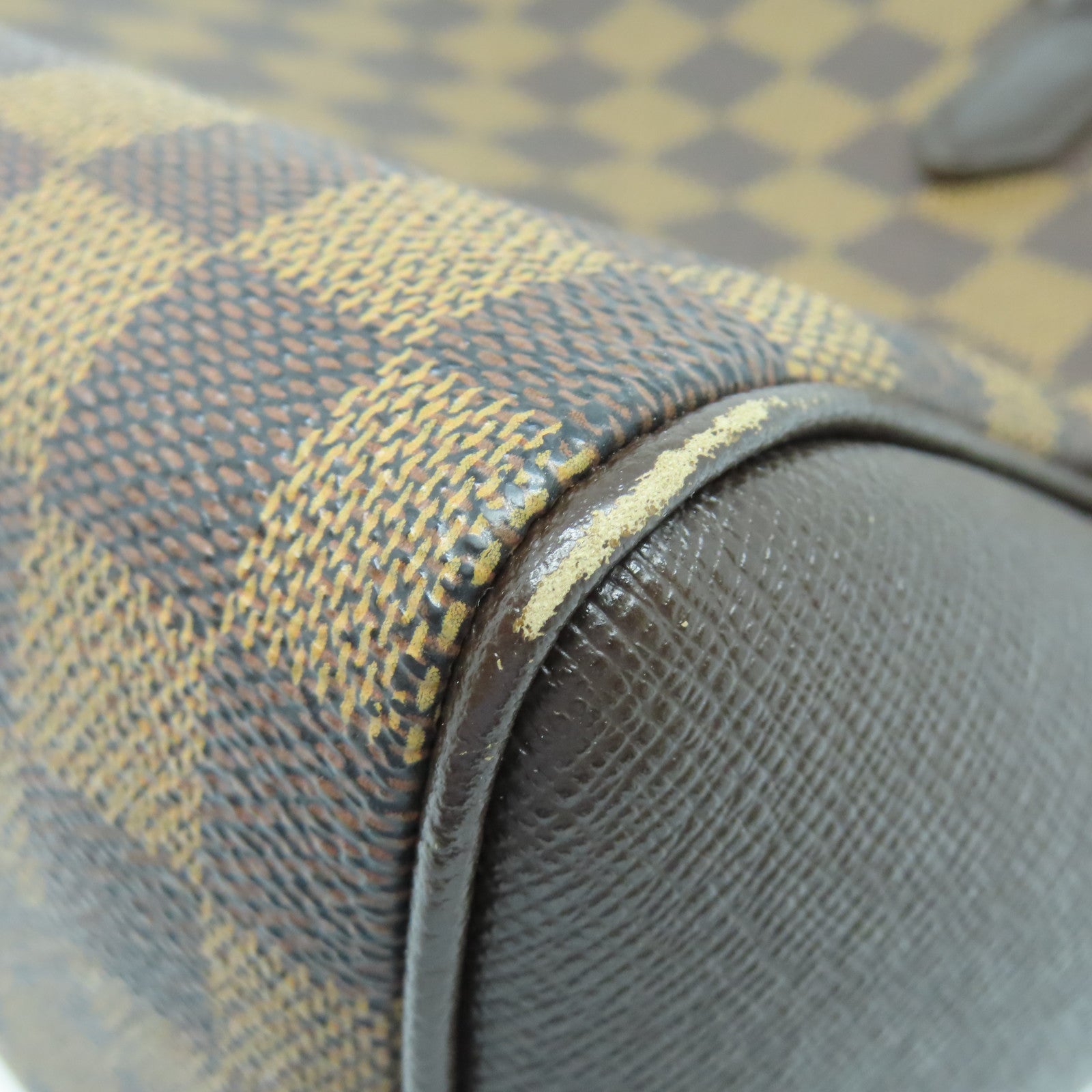 LOUIS VUITTON Damier Brera gold buckle handle bag brown