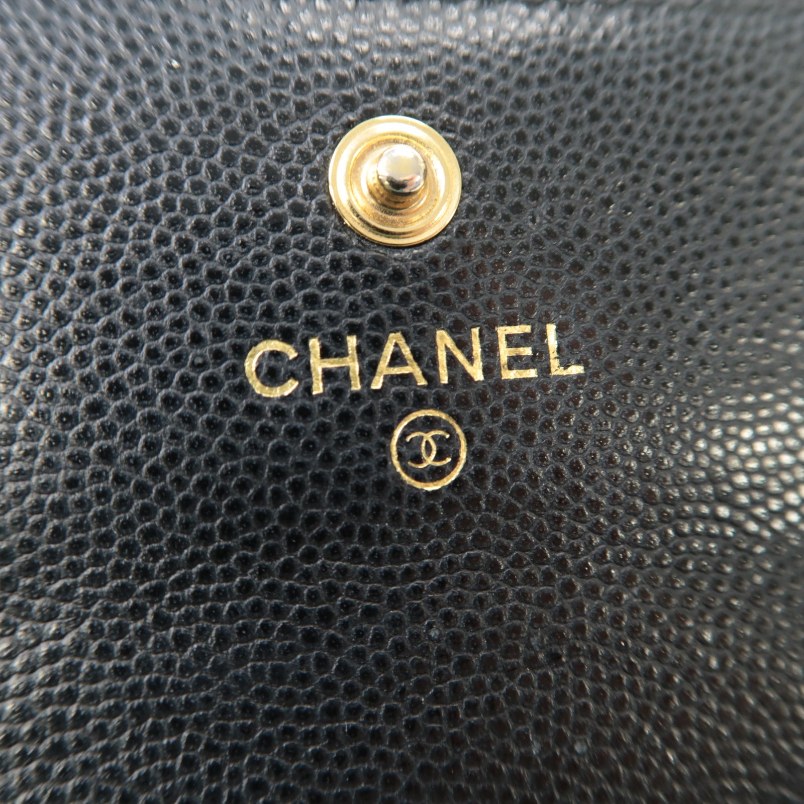 CHANEL 菱格Caviar皮革Card Case金扣卡片套黑色